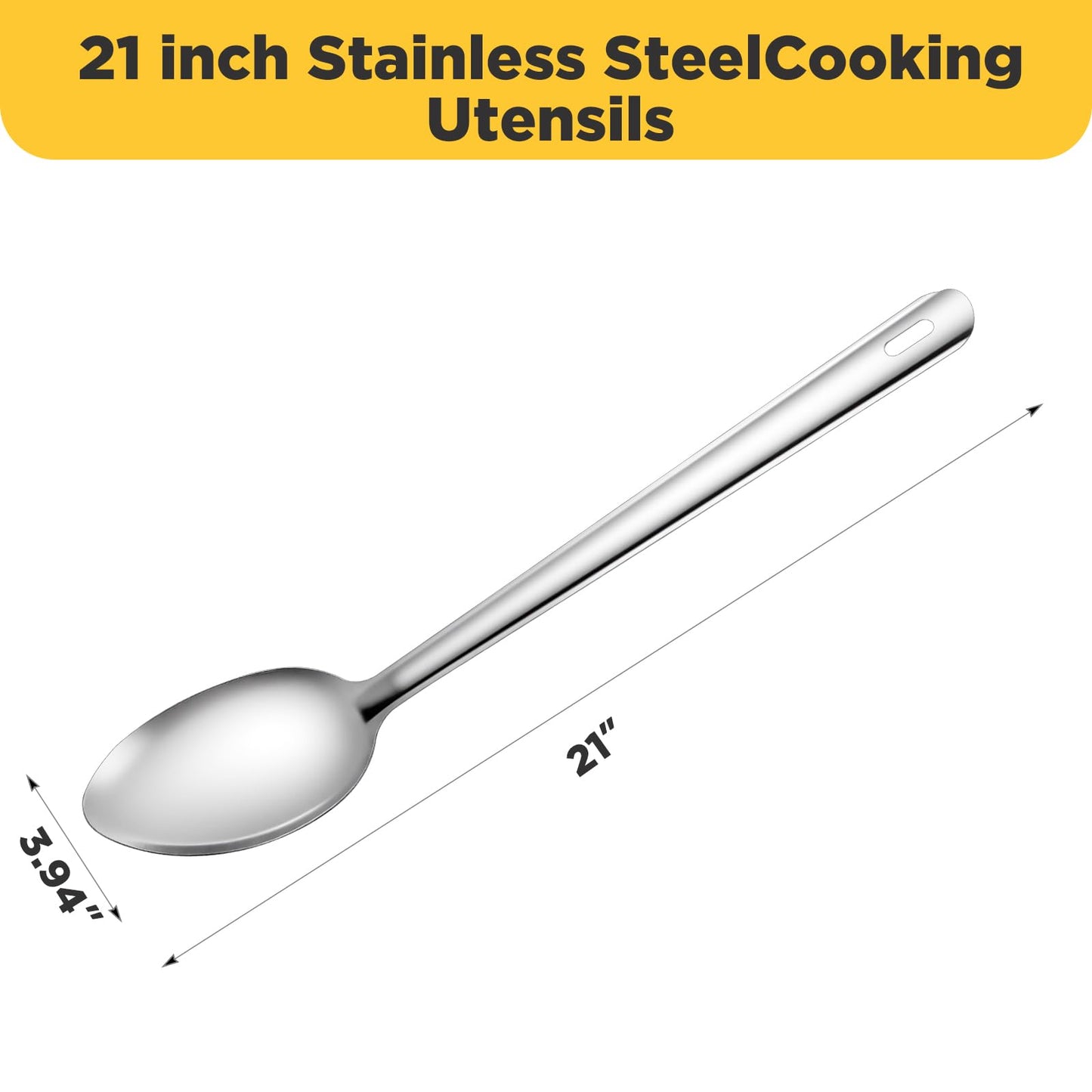 Sawysine 4 Pack 21'' Stainless Steel Spoons Extra Long Handle Stirring Spoons Giant Spoon Buffet Serving Spoon for Buffet Restaurant Brewing Cooking Serving Solid, with Thickness of 1.5mm
