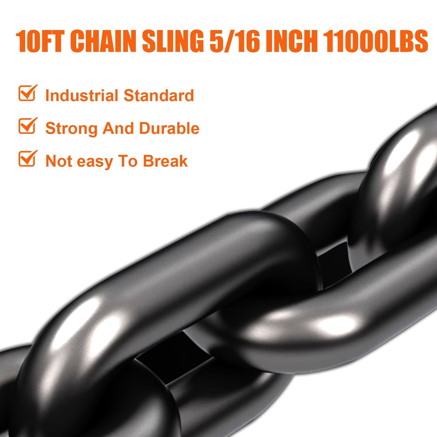 SALUINOKI Lift Chain Sling with Hooks 10Ft 4 Way x 5/16 inch 11000lbs 5 Ton for Chains Lifting