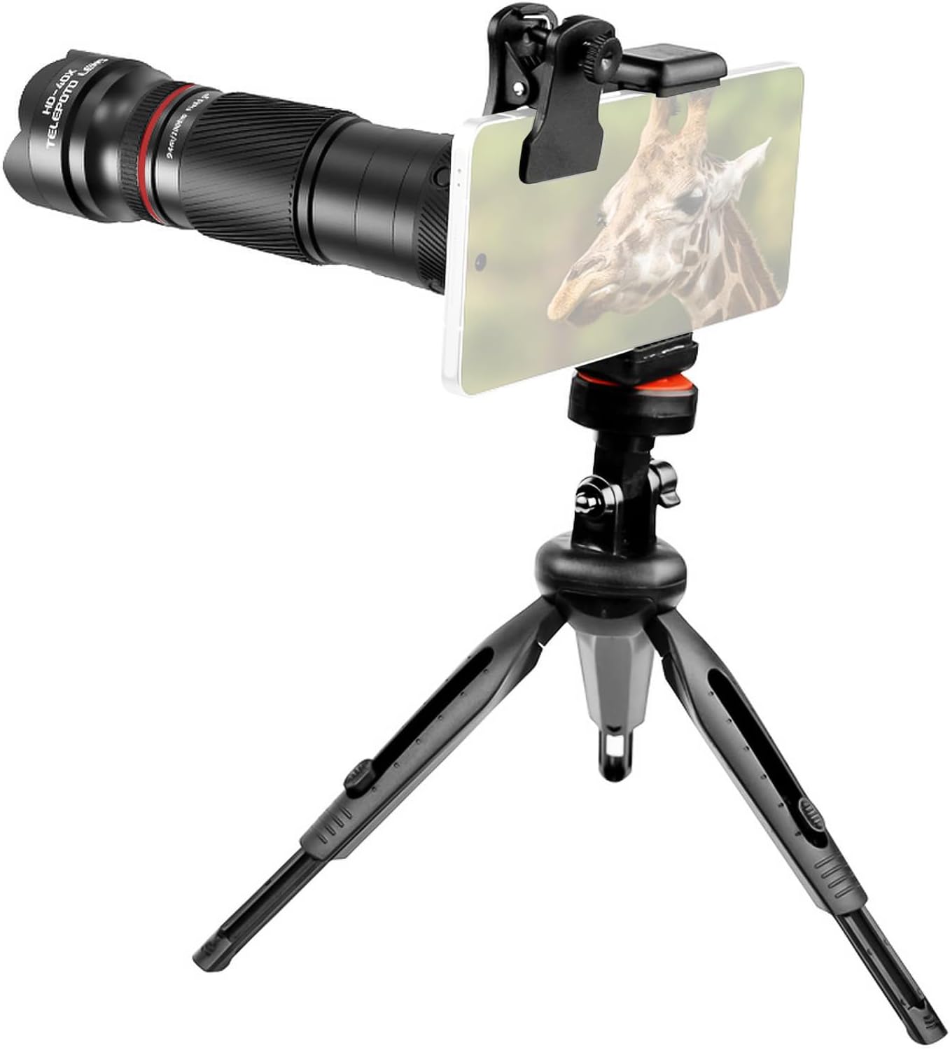 Andoer 40X Zoom Lens with Tripod Phone Telephoto Lens Phone Telescope Phone Camera Lens for Hiking Camping Wildlife