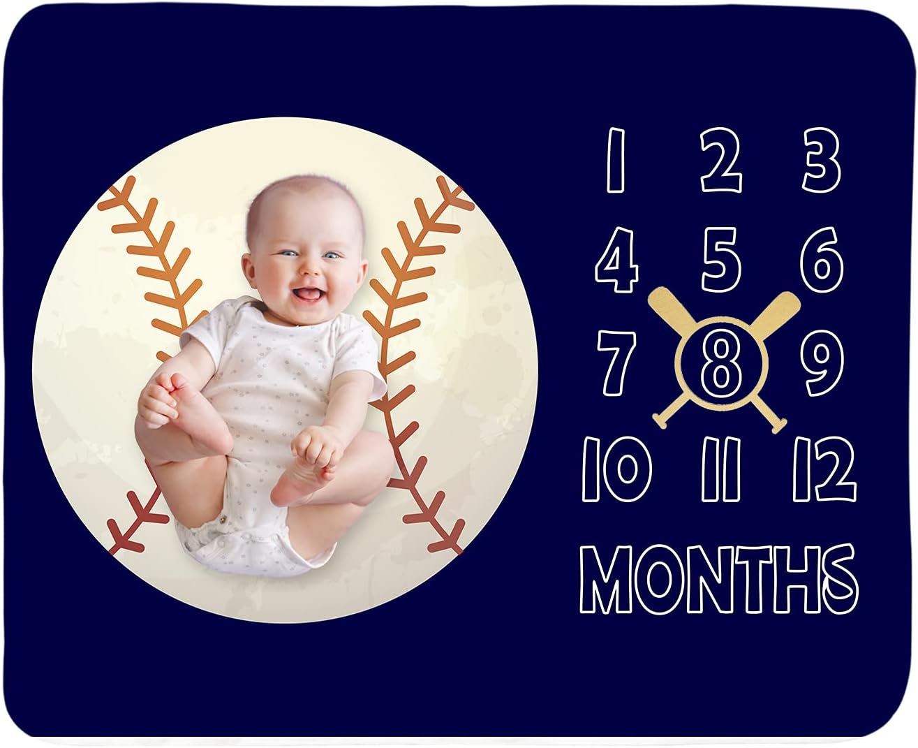 51''x40'' Tebaby Baby Monthly Milestone Blanket Boy - Newborn Month Blanket Unisex Neutral Personalized Shower Gift