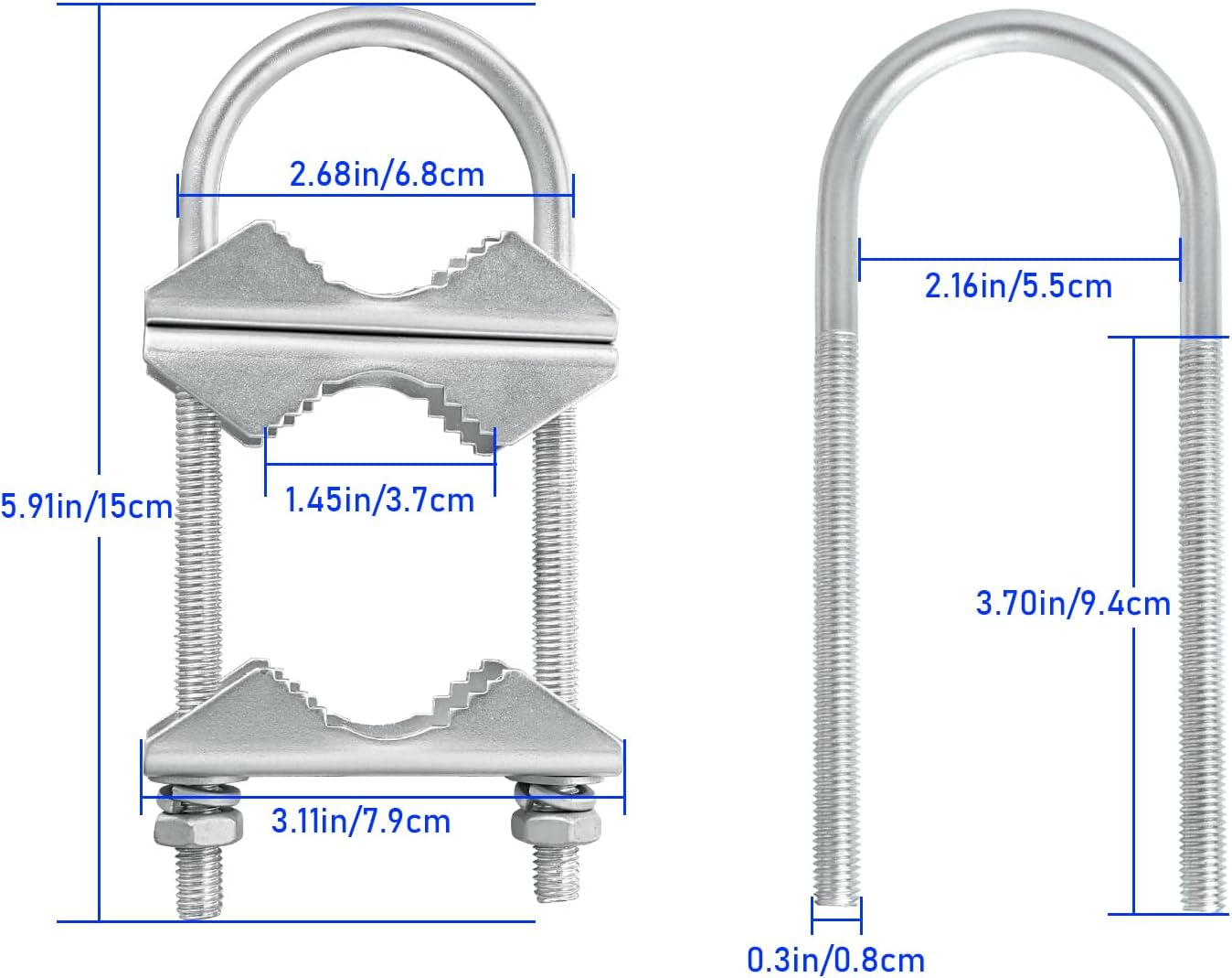 2 Sets Double Antenna Mast Clamp V Jaw Block with U Bolts, Heavy Duty Mast to Mast Mount Bracket Kit for Outdoor