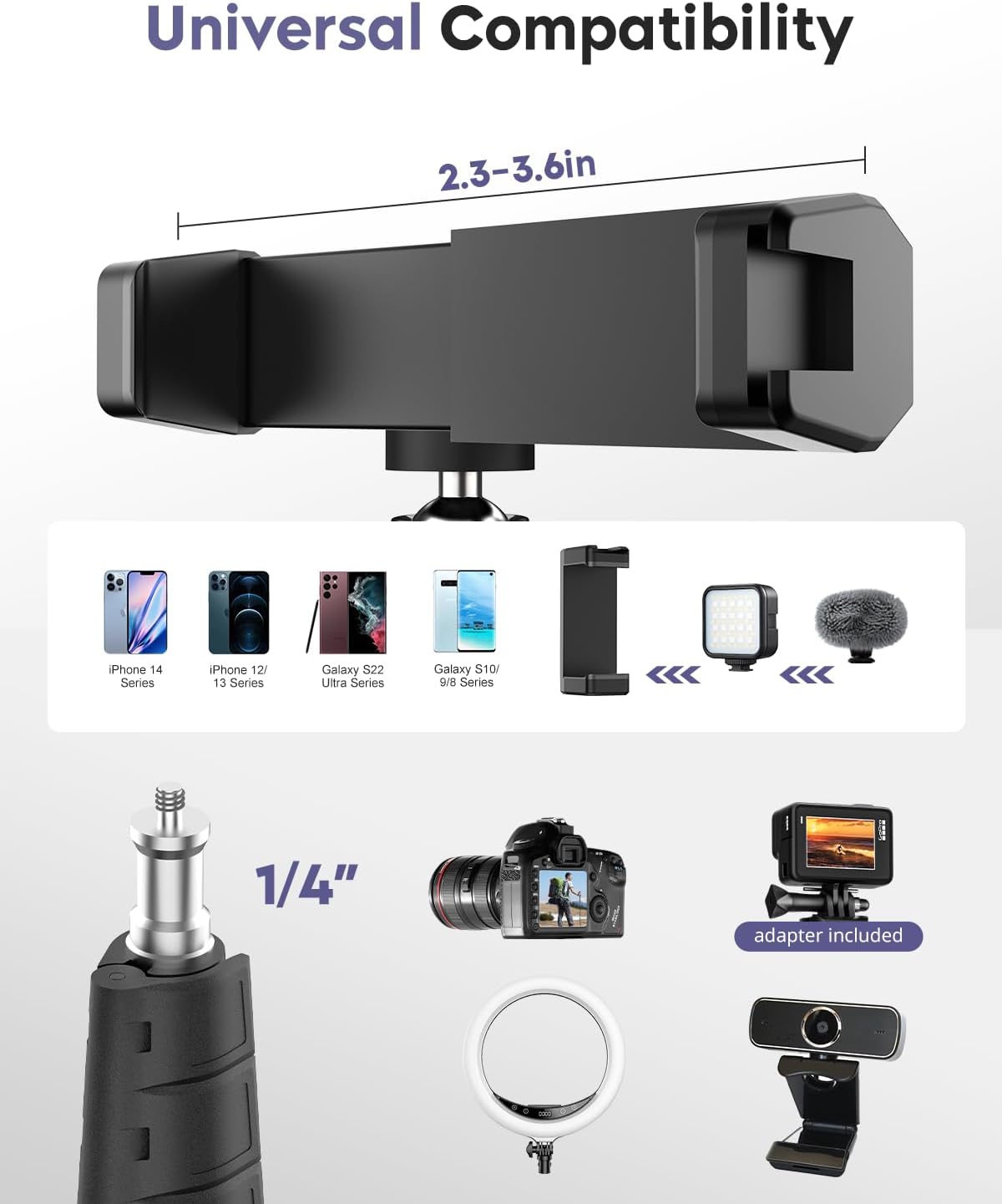 Aureday 92" 15" Phone Tripod, Cell Phone Stand with Gooseneck, Remote and Phone Holder, Overhead & Selfie Stick