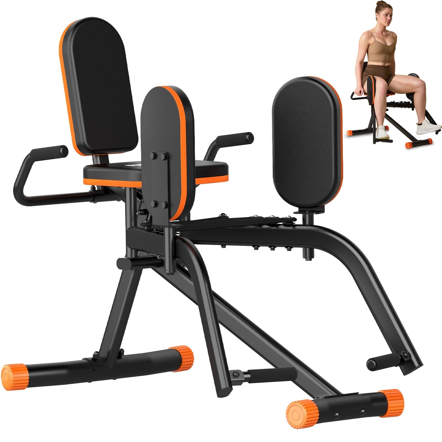 HXD-ERGO Hip Abductor Machine for Home Gym, 6-Level Glute Machine & Thigh Workout Equipment, Booty Builder with Plush Padding, Compact Leg Exercise Euipment for Women & Men