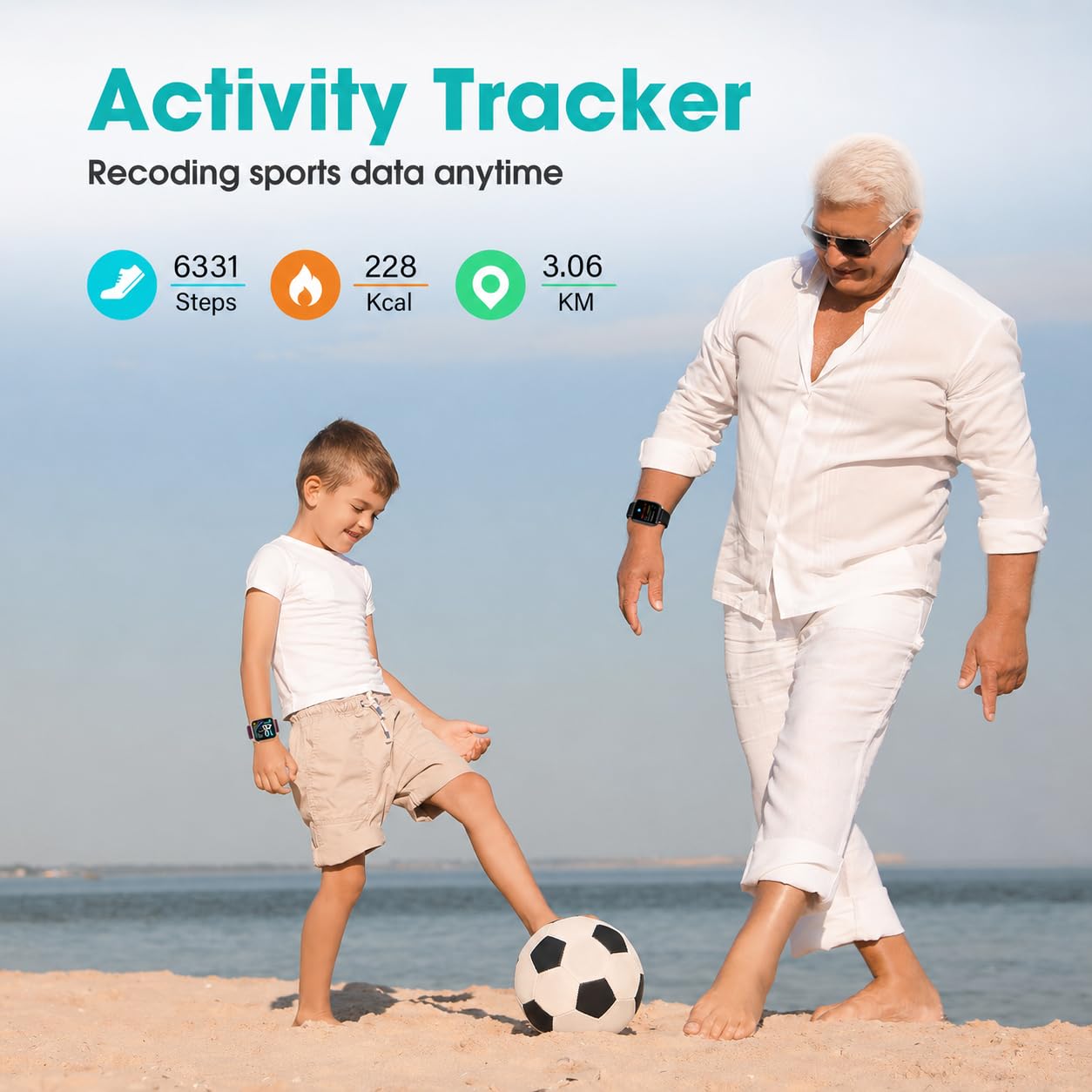 Fitness Tracker, Fitness Watch with Blood Oxygen, Heart Rate Monitor, Steps Calories Counter, Sleep Monitor, Pedometer IP68 Waterproof, Smart Watch for Android iPhones