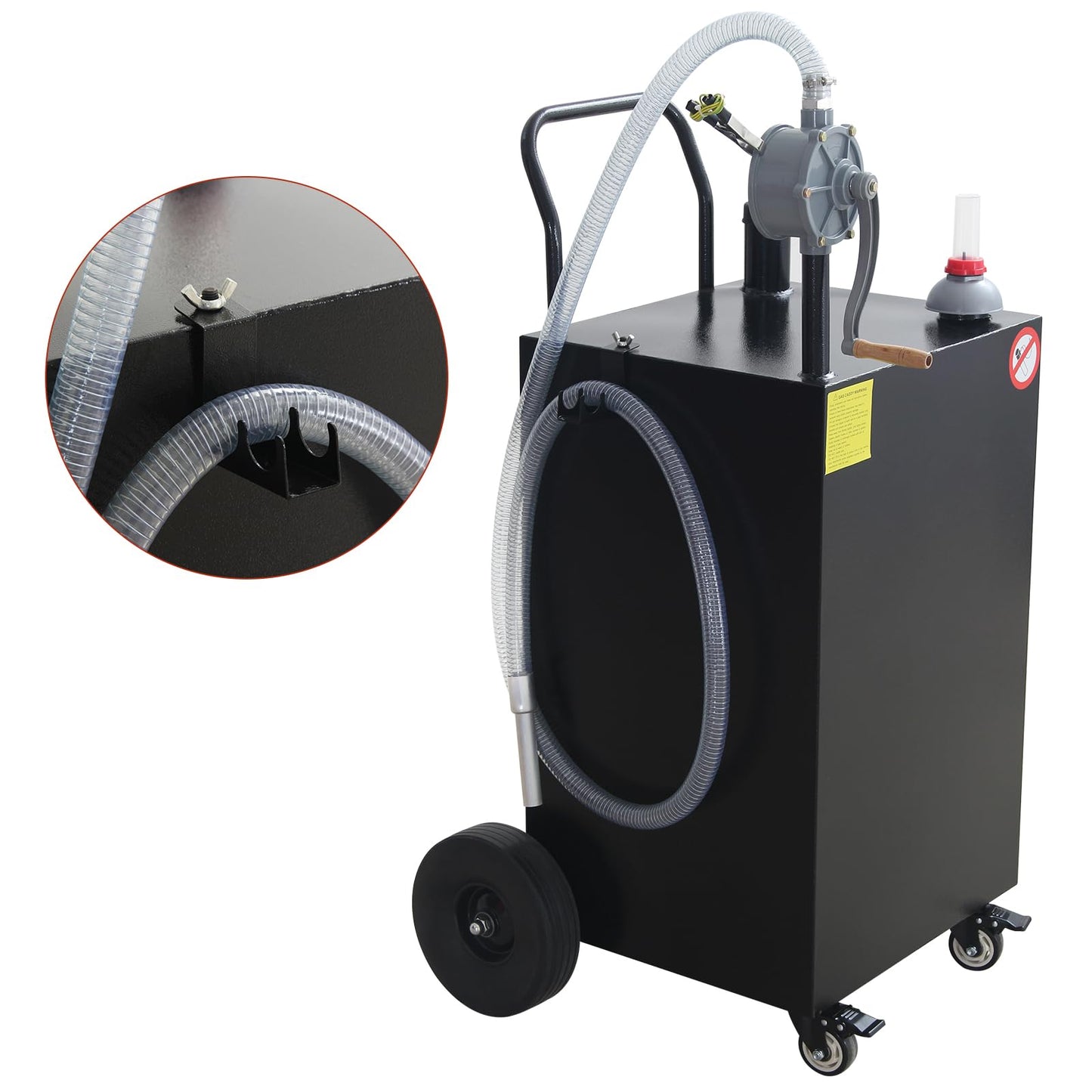 Fuel Caddy,40 Gallon Portable Fuel Caddy with Manual Pump,Heavy Duty Gasoline & Diesel Transfer Tank On 4 Wheels for Cars,Lawn Mowers,Trucks,ATVs,Boats Black