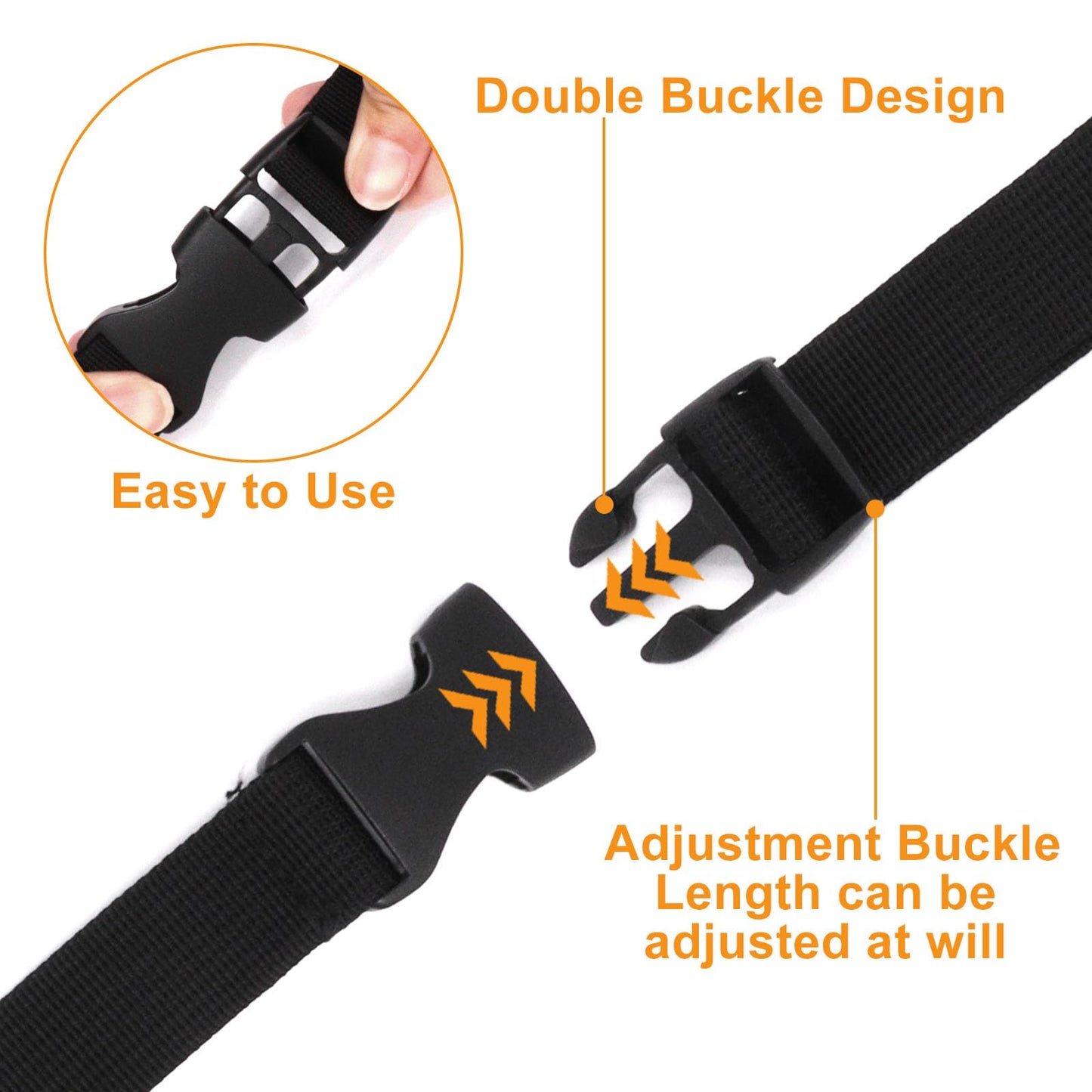 S SYDIEN 5Pcs Black Nylon Strap 1" x 47" (3.9ft) Buckle Straps with Quick Release Adjustable Straps with Buckles, Tie Down Strap for Backpacking, Outdoor Activities