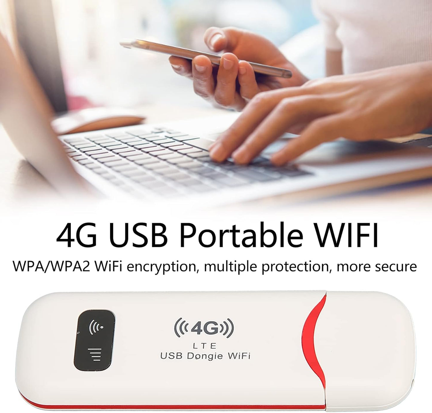 ASHATA H760R 4G 150Mbps 10 WPA2 LTE USB WiFi Router, Portable Mobile Hotspot, Support Devices, WPA Encryption, Unlocked
