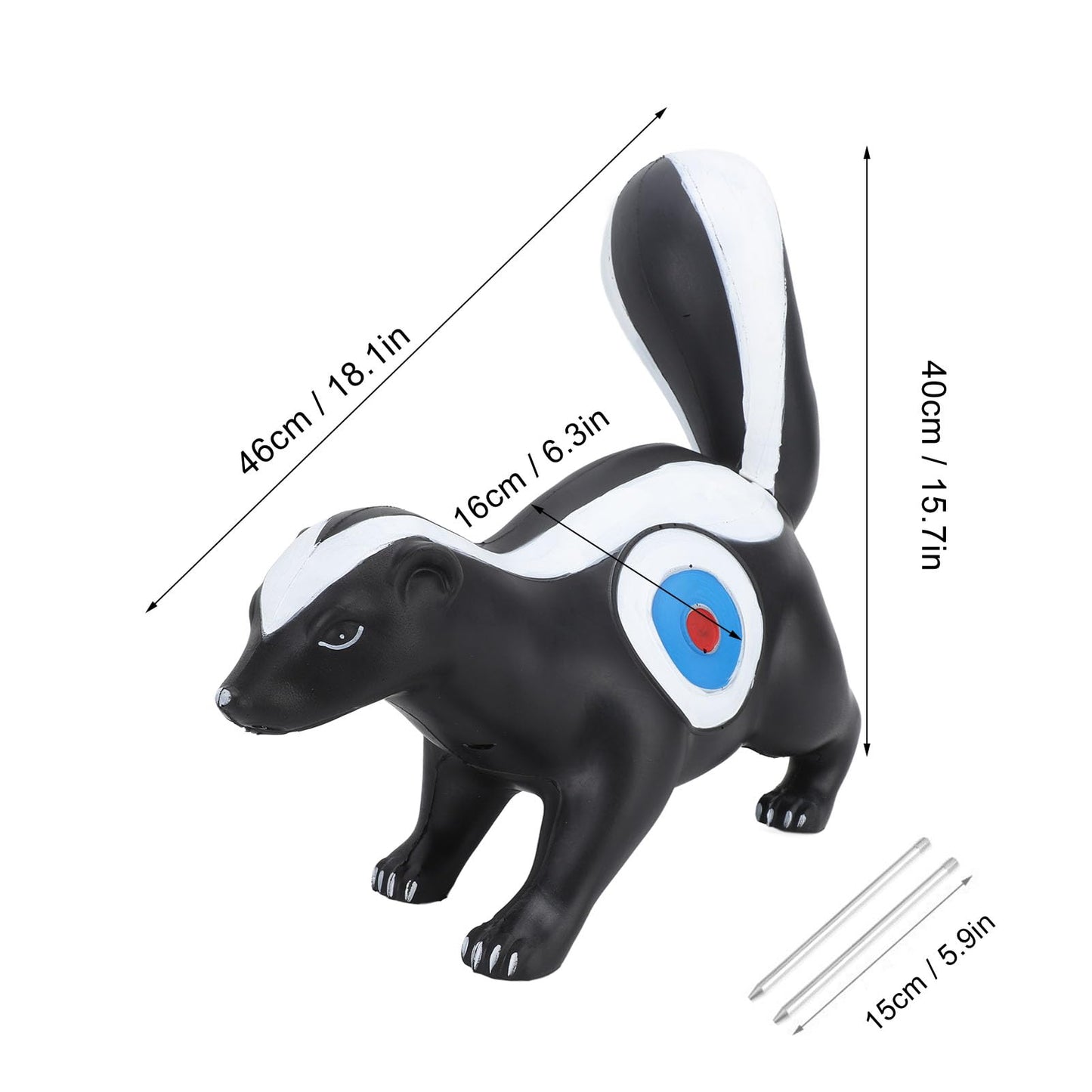 3D Skunk Archery Target - 3D Skunk Targets for Bow Hunting, 3D Skunk Two-Side Cores Shooters Animal for Outdoor Targeting Practice Training, Portable(18.1x6.3x15.7in)