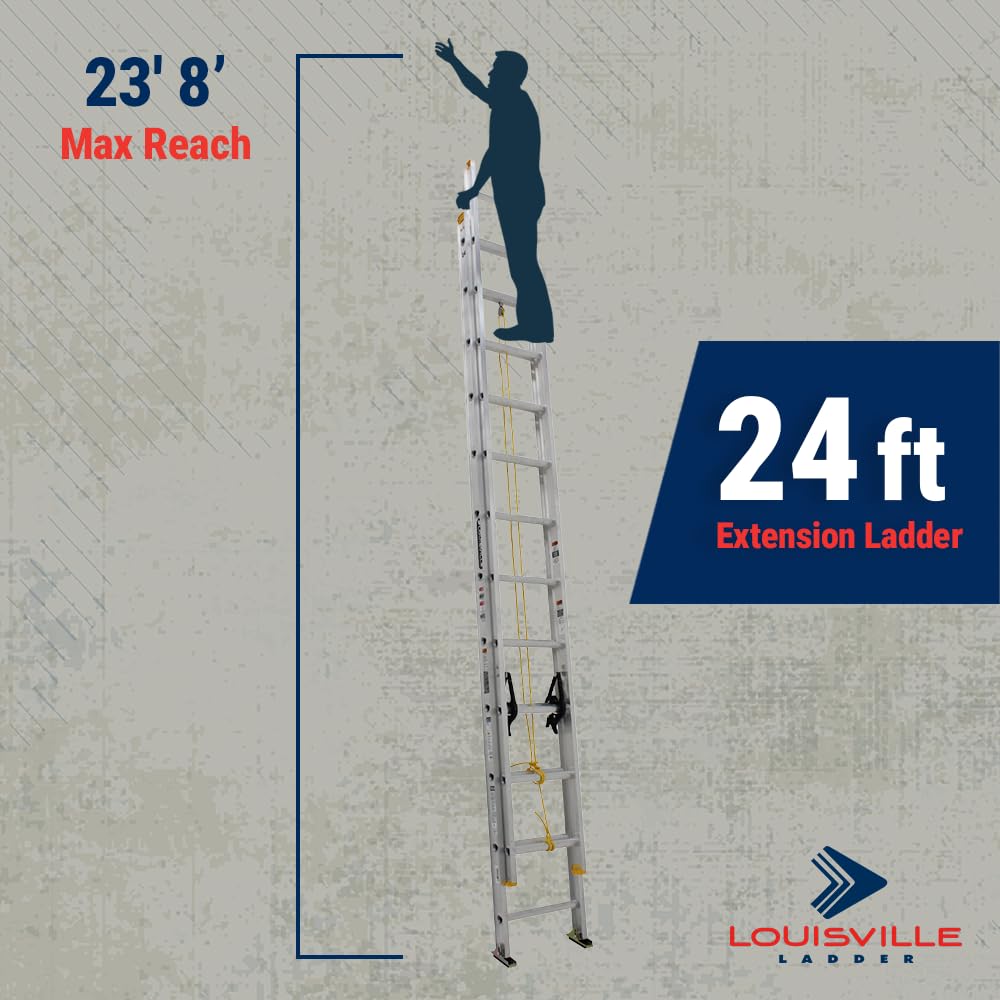 Louisville Ladder 24-foot Aluminium Extension Ladder, 250-Pound Load Capacity, Type I, AE3224