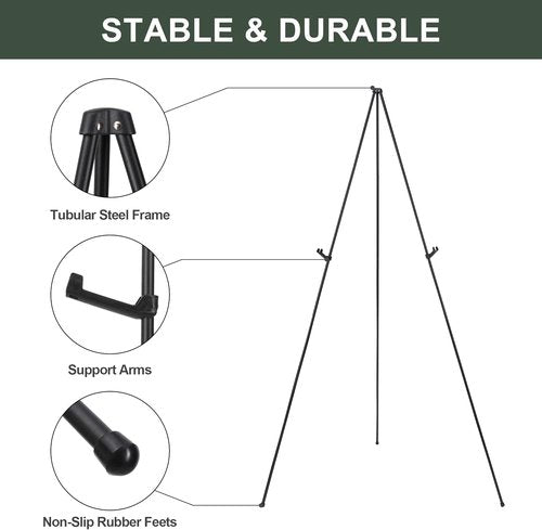 DANMO Adjustable Metal Easel Stand - 63'' Wedding Sign Display | Black Floor Art Easel