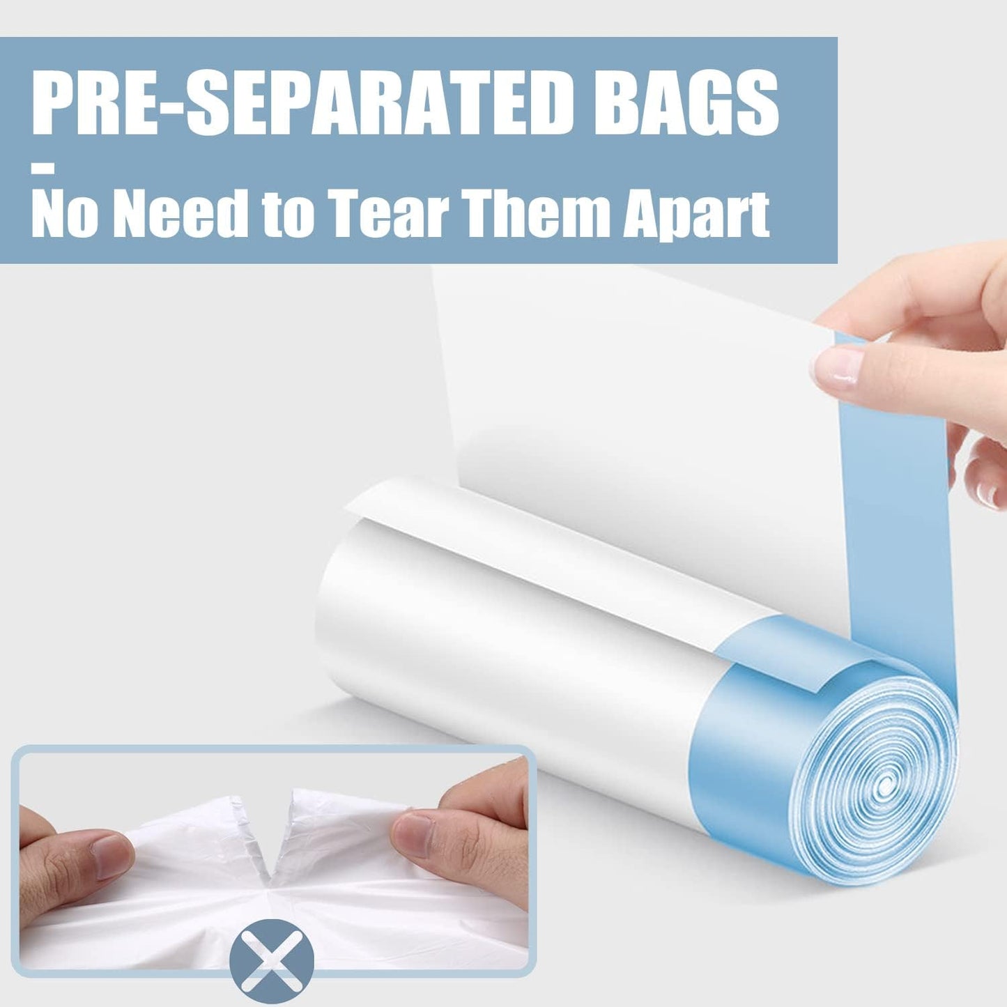 Small Trash Bags - 4 Gallon Drawstring Garbage Bags | Tear-Free Unscented White, 57 Count