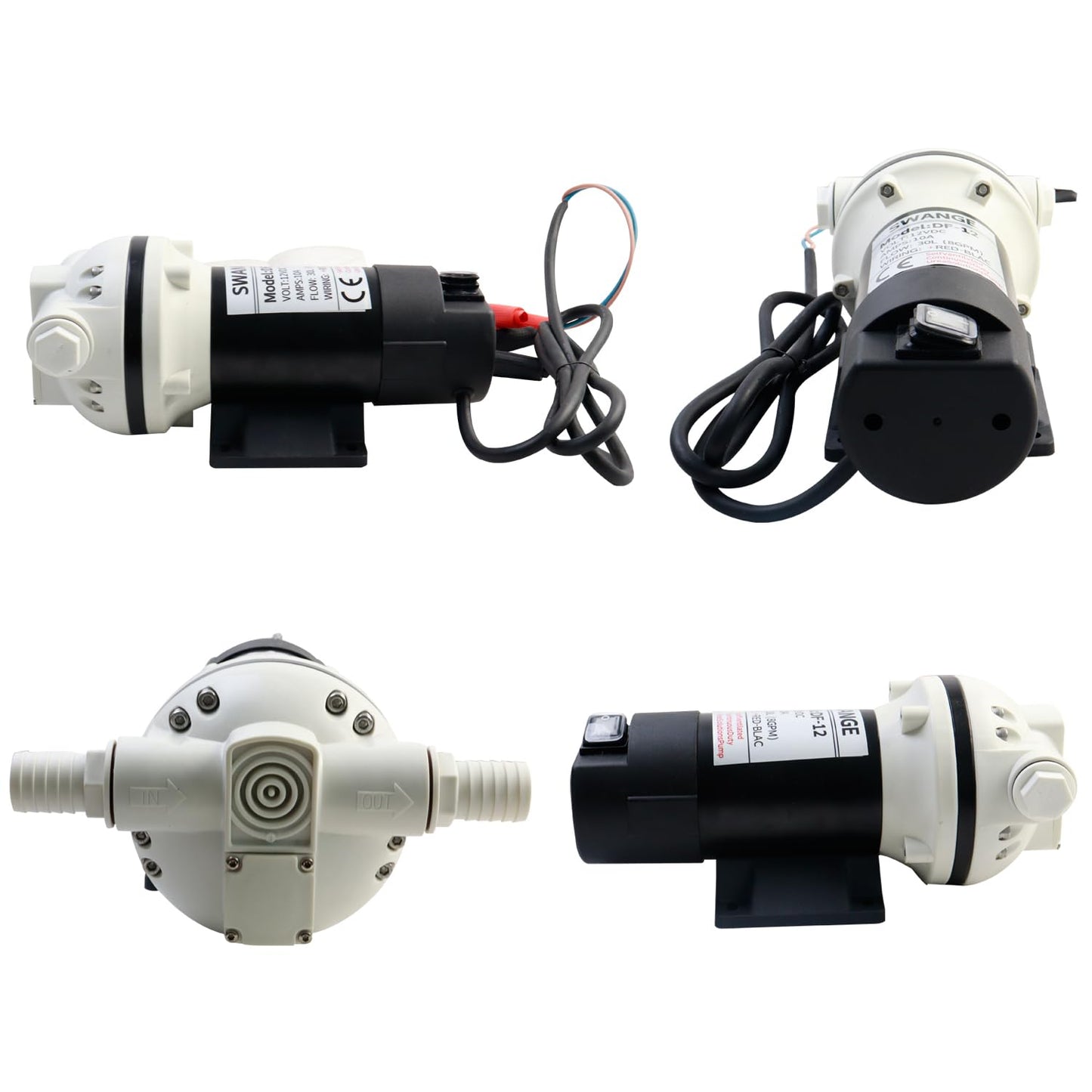 SWANGET DC12V DEF Transfer Pump for Diesel Exhaust Fluid (DEF) Drum Compatible Power Cord Diaphragm Irrigation Self priming Electric water pump 10.6 GPM 23PSI, 14.3lb, Lift 11m, Power 350W