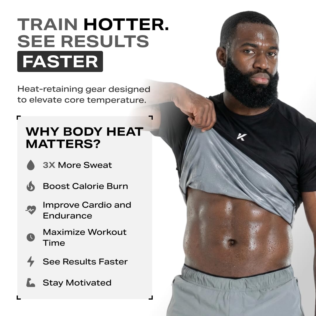Kewlioo Pro Sauna Shirt for Men, Heat Trapping Pullover Sweat Vest, Men’s Sauna Suit for Exercise, Cardio