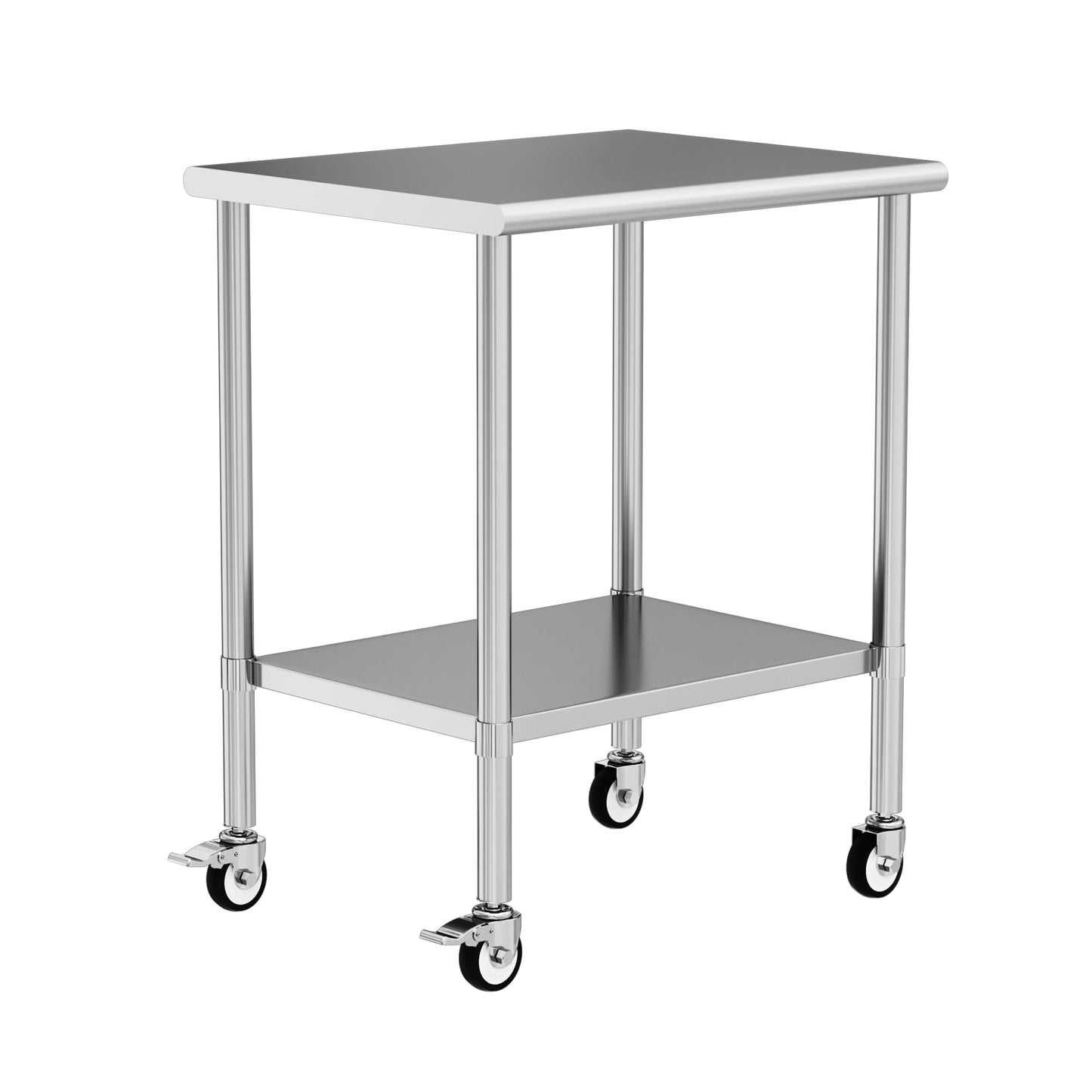 Chingoo Stainless Steel Work Table with Wheels, 24x30 Inch NSF Kitchen Prep Table with Adjustable Undershelf for Commercial Restaurant, Garage, Outdoor BBQ