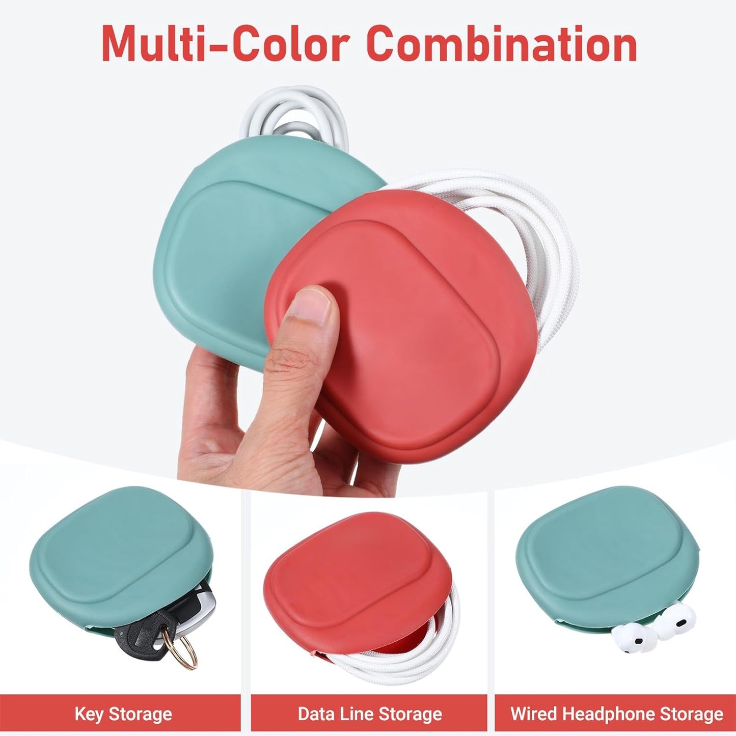 Sibba 2 Silicone Headphone Organizer PCS Wired Headphones Cases Mini Earbud Case Storage Pouch for Data Cables Keys
