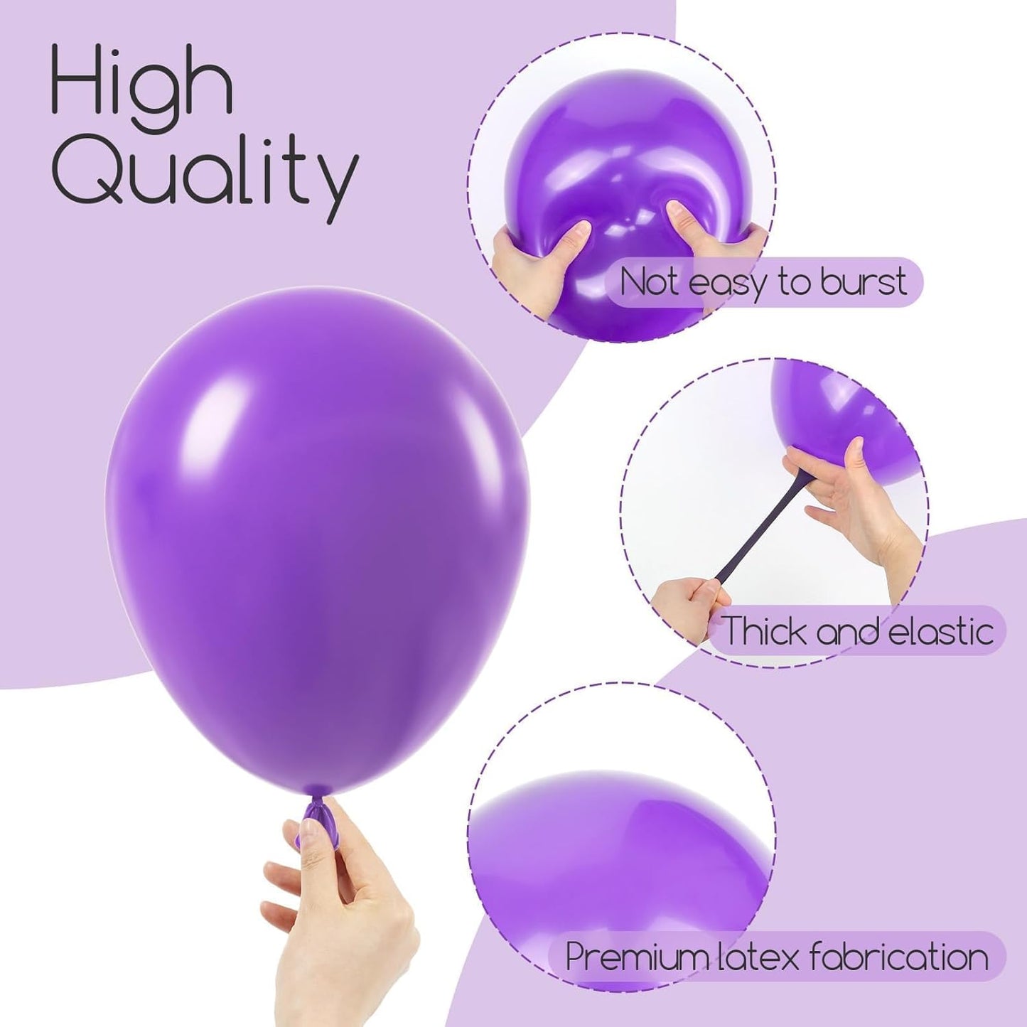 Purple Balloons Kit by [Brand Name] - 120-Piece Set with 5 to 18-Inch Sizes for Birthday & Baby Shower Decor