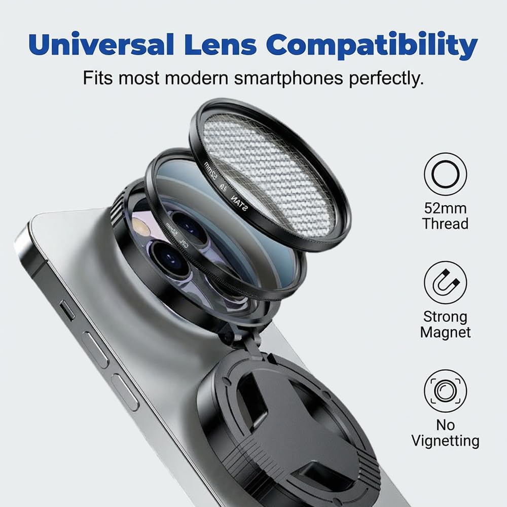Generic 2026 Magnetic CPL Phone Camera Filter Kit, New Quick Mount Polarizing Filter, Upgraded Anti Glare Filters