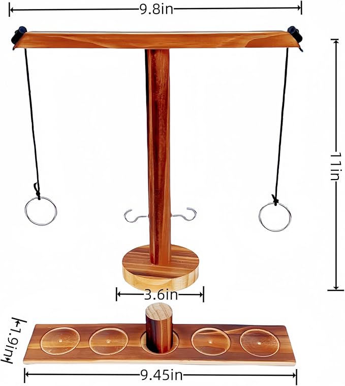 Ring Toss Games for Adults, Yard Games, Patio Decor, Outdoor Indoor Games, Wooden Hook and Ring Game for Bars,Party，Home