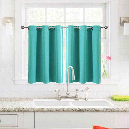 ChrisDowa Small Window Curtains - Grommet Thermal Insulated Room Darkening Panels (Teal, 52 x 36 Inch)