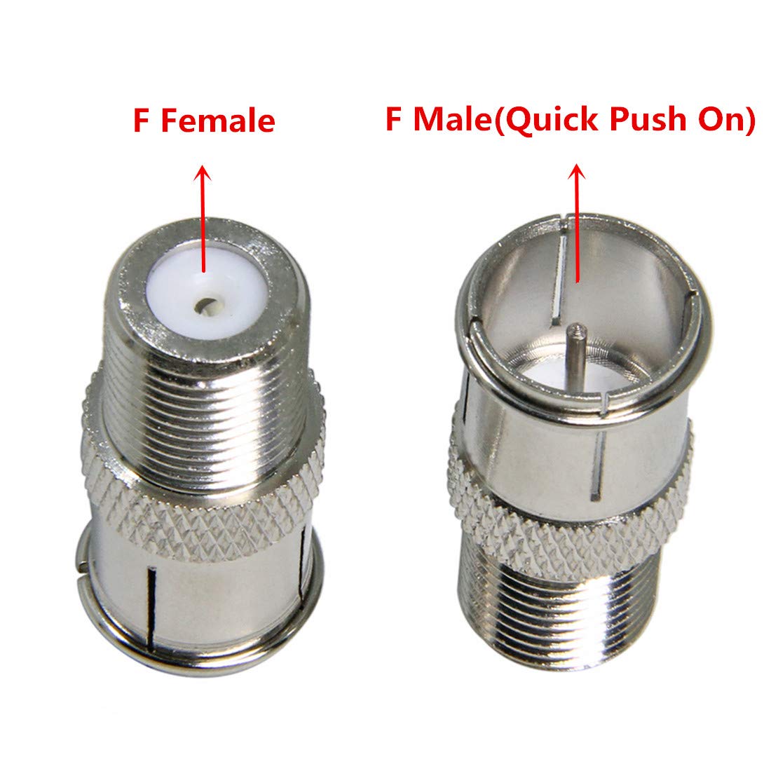 2 Pack RFAdapter Coax Quick Connect, Ullnosoo F Type Male to Female Push on Connector Adapter Plug for TV, Antenna