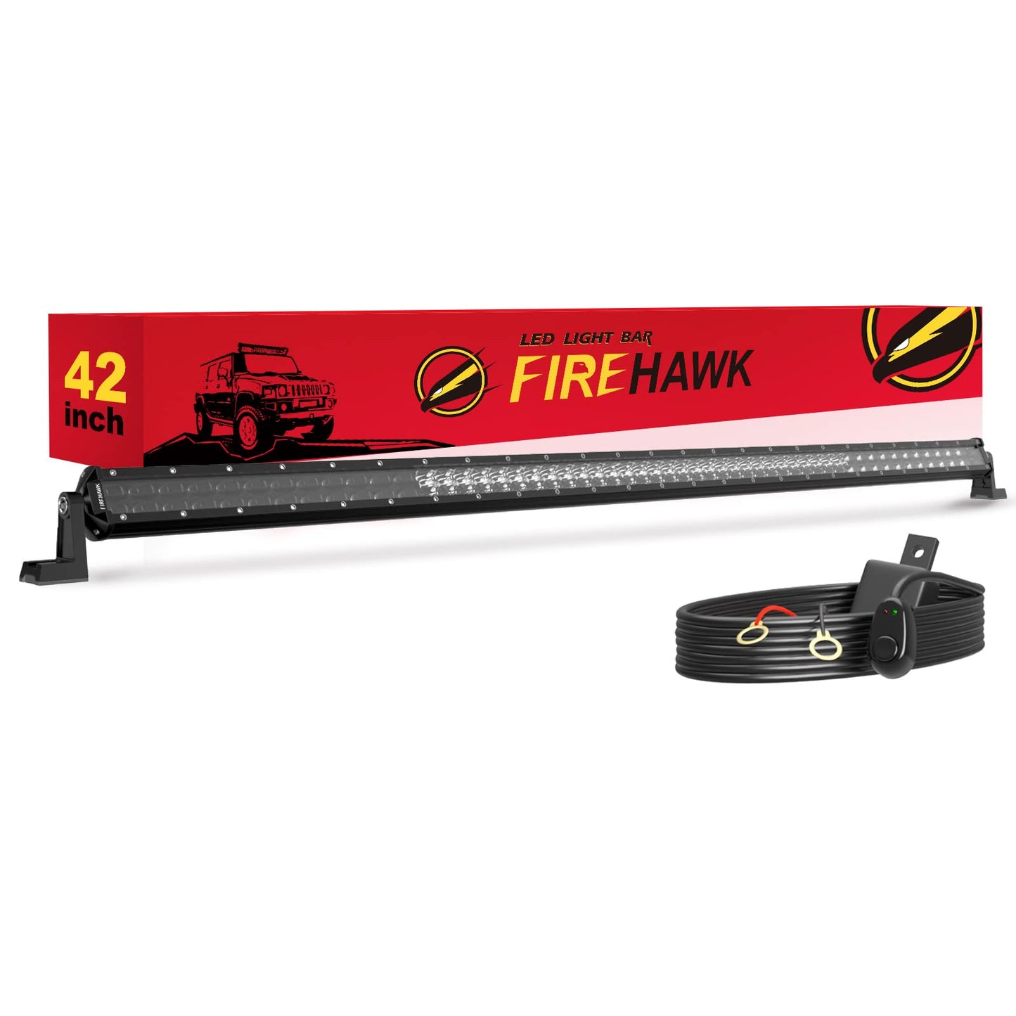 Firehawk LED Light Bar 42 Inch 90,000LM, 2026 New Japanese L-A-B Chips, Spot Flood Combo Beam, Driving Off Road Fog Work for Truck Pickup ATV UTV SUV Cart IP68 Waterproof with 12V Wiring Harness kit