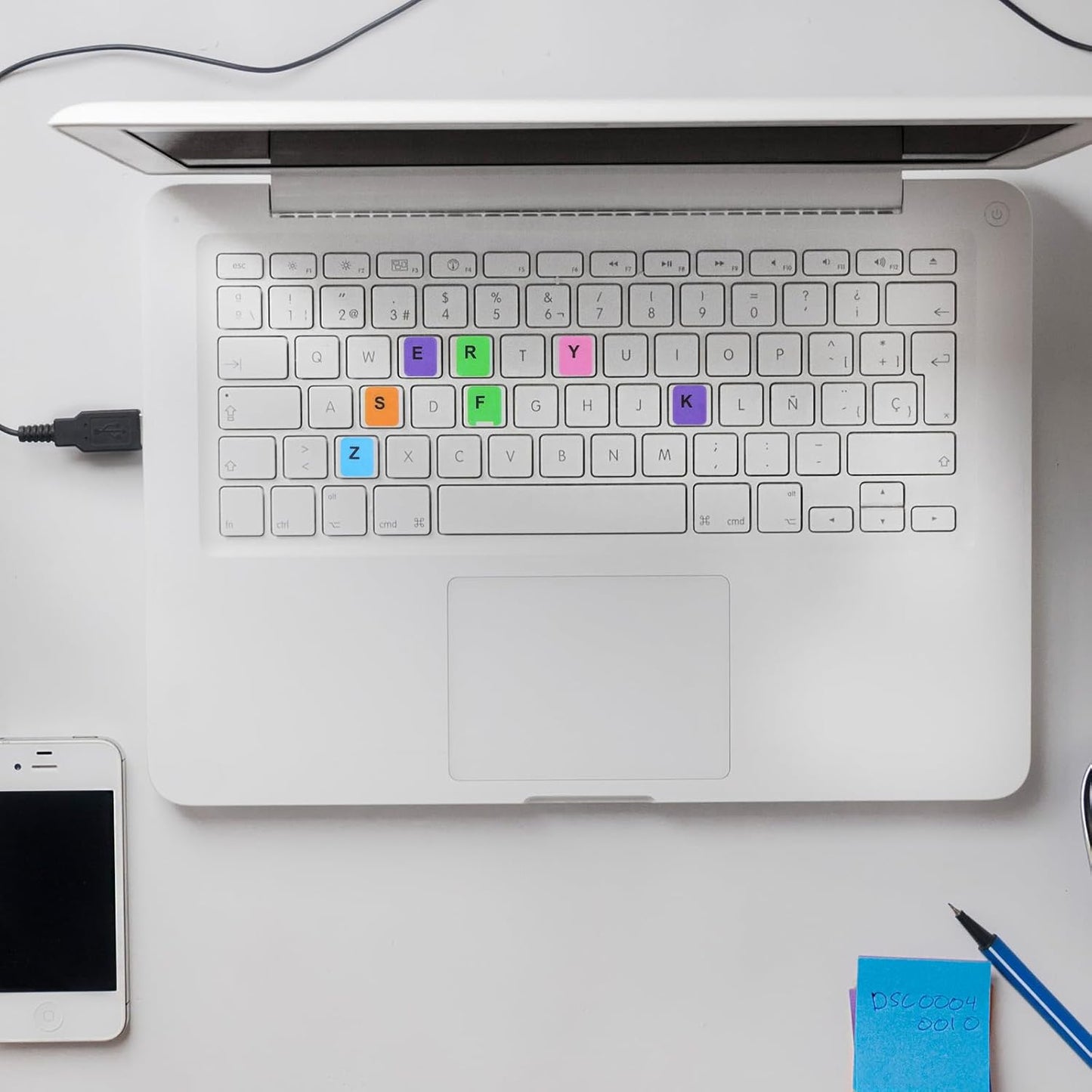Bruislard 3 Pcs English Keyboard Replacement Letter Stickers, Universal Keyboard Sticker, Rainbow Lettering Stickers