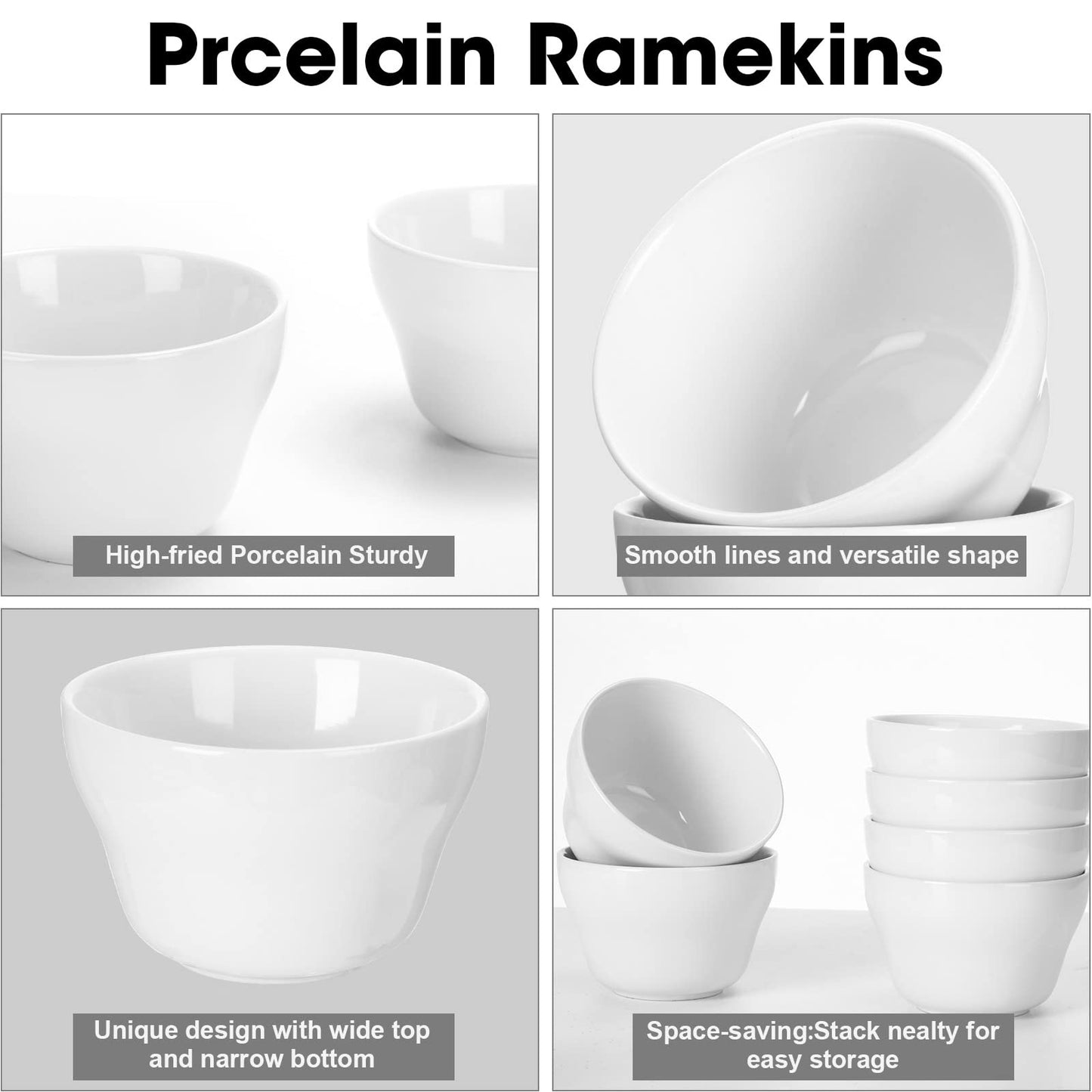 Patelai 12 Pcs 8 oz Porcelain Soup Cups Small White Dessert Bowls Broth Dip Cups for Ice Cream Dipping Sauce Bouillon Soups Side Dishes Salads Cereal Rice, Microwave and Dishwasher Safe