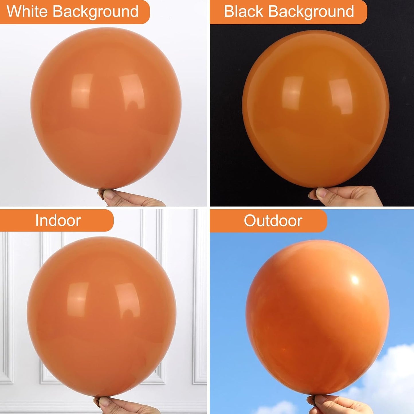 RUBFAC Burnt Orange Balloons - 129-Piece Latex Garland Kit | Various Sizes for Fall Celebrations