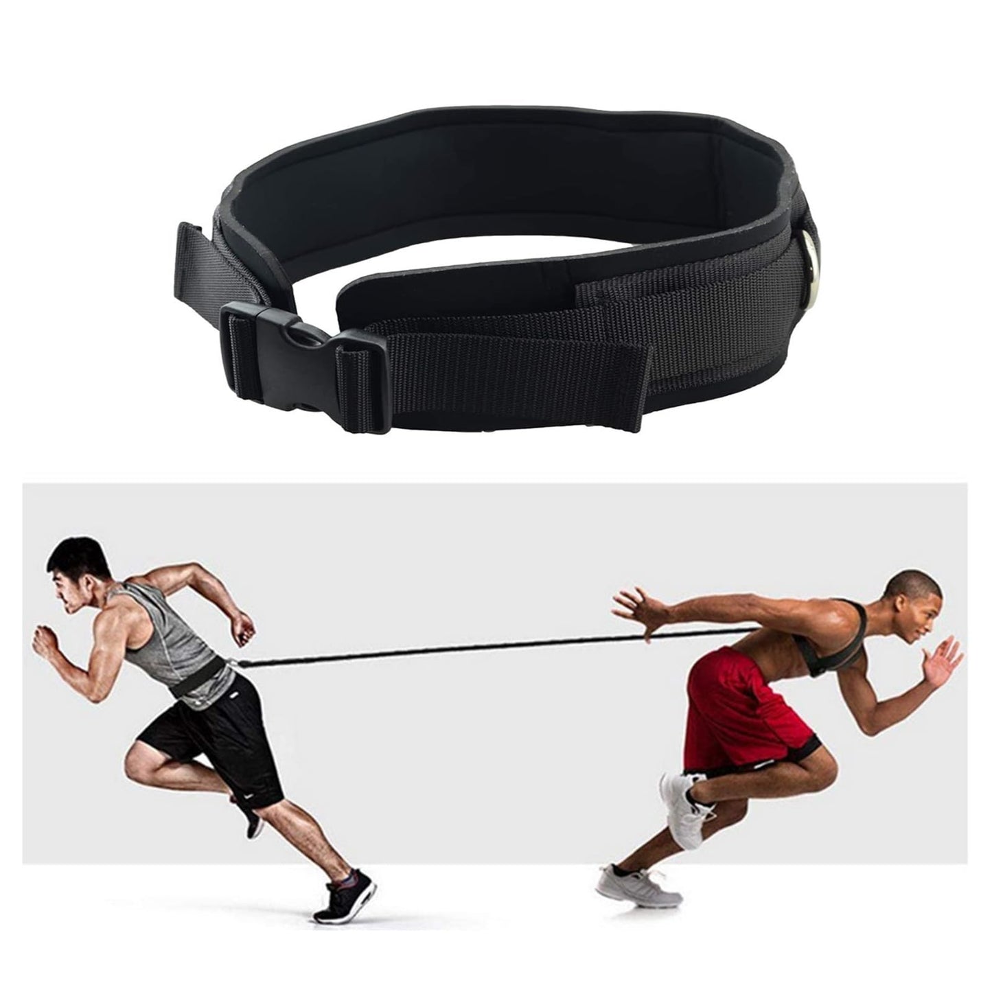 LOOEEL Adjustable Waist Belt Soft Neoprene Padded Belt with 2 Movable Rings for Cable Machines Fitness Exercise Speed Agility Resistance Training