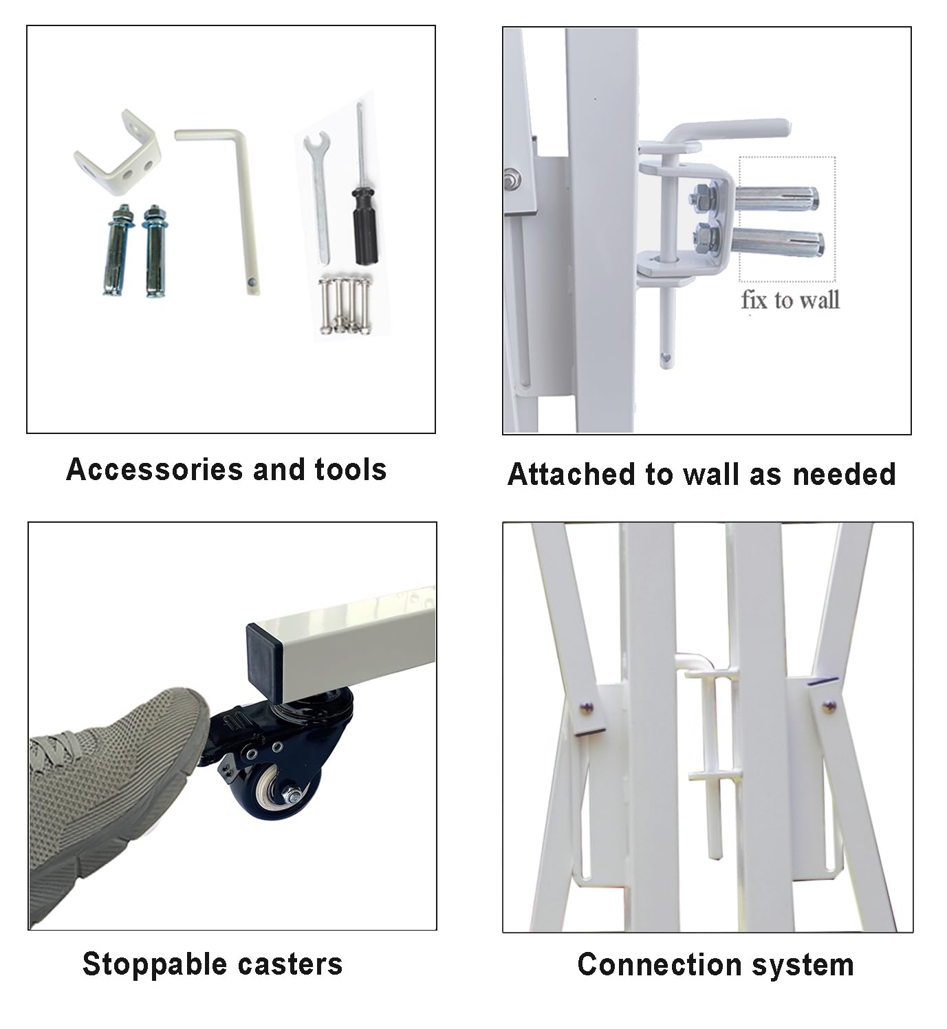 KENNISI Metal Expandable Barrier, 11 Feet, Portable Safety Barrier, Mobile Accordion Fence Outdoor for Wide Openings, Garage, Yard, Retractable Driveway Gate, 1-PC (White)