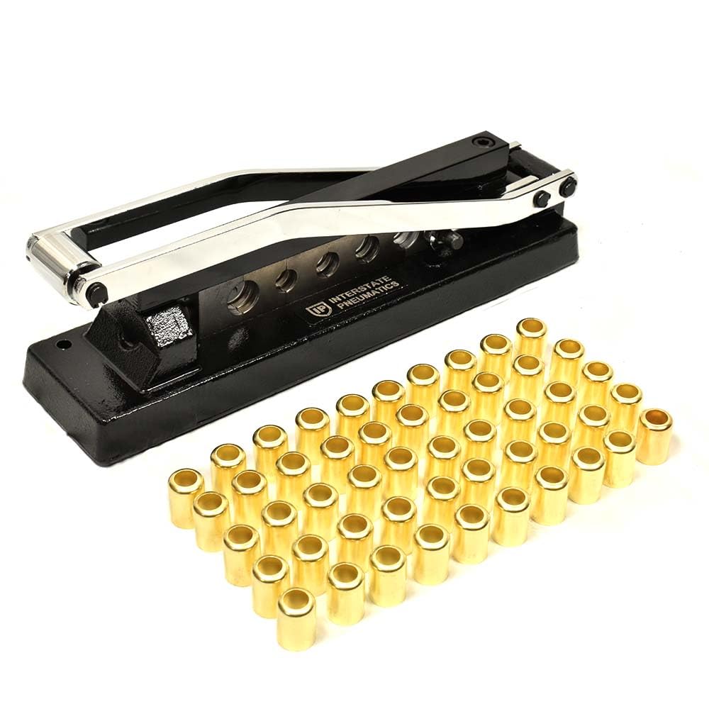 Interstate Pneumatics H8-KIT Heavy-Duty Bench Crimper (H8) with Ferrules (50pk) 0.625" ID x 1" & 0.656" ID x 1"
