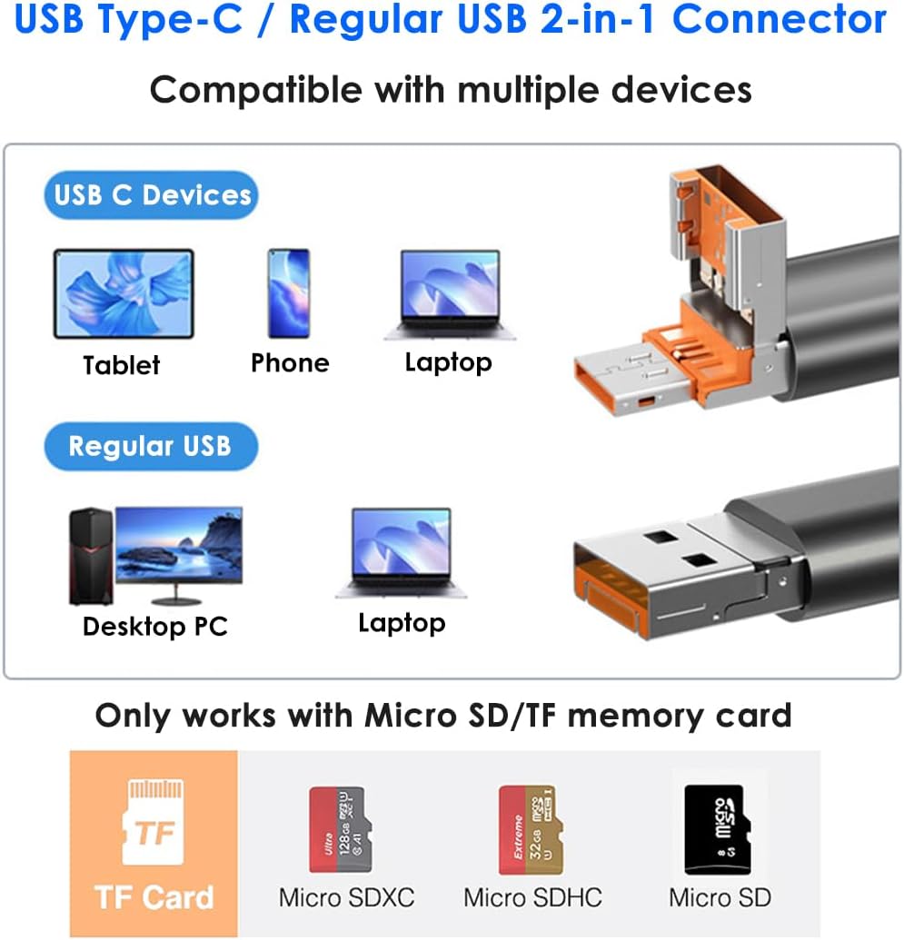 Mepsies 2-in-1 Micro SD Card Reader, USB C to SD Card Reader, USB and Type C TF Memory Card Reader, USB OTG Card Reader
