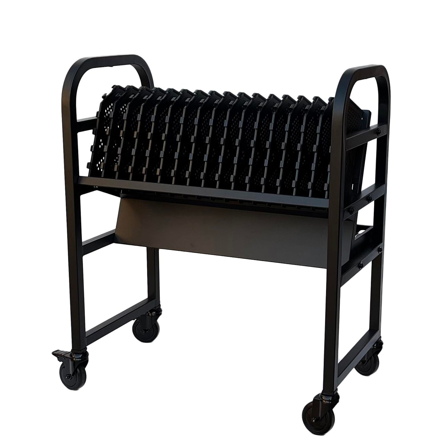 Workington 16-Device Mobile Open School Charging Cart Station for Ipads, Chromebooks, Tablets and Laptops Computer with Power Strip Included, Assembly Required, 1005 Black