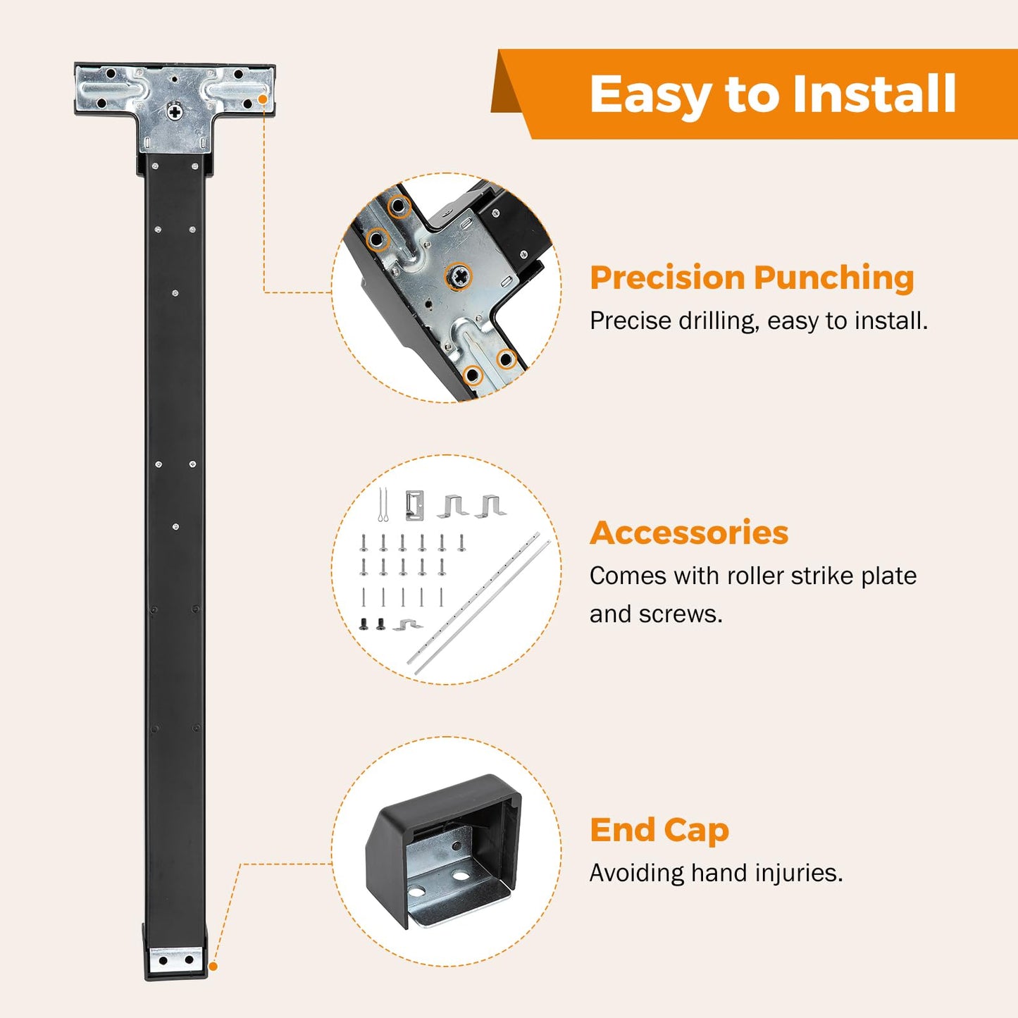 BEAMNOVA 27.5 Inch Vertical Rod Exit Device, Door Panic Bar, Commercial Door Push Bar Lock Set Gate Roller Strike Plate End Cap Emergency Accessories Metal Parts, Black