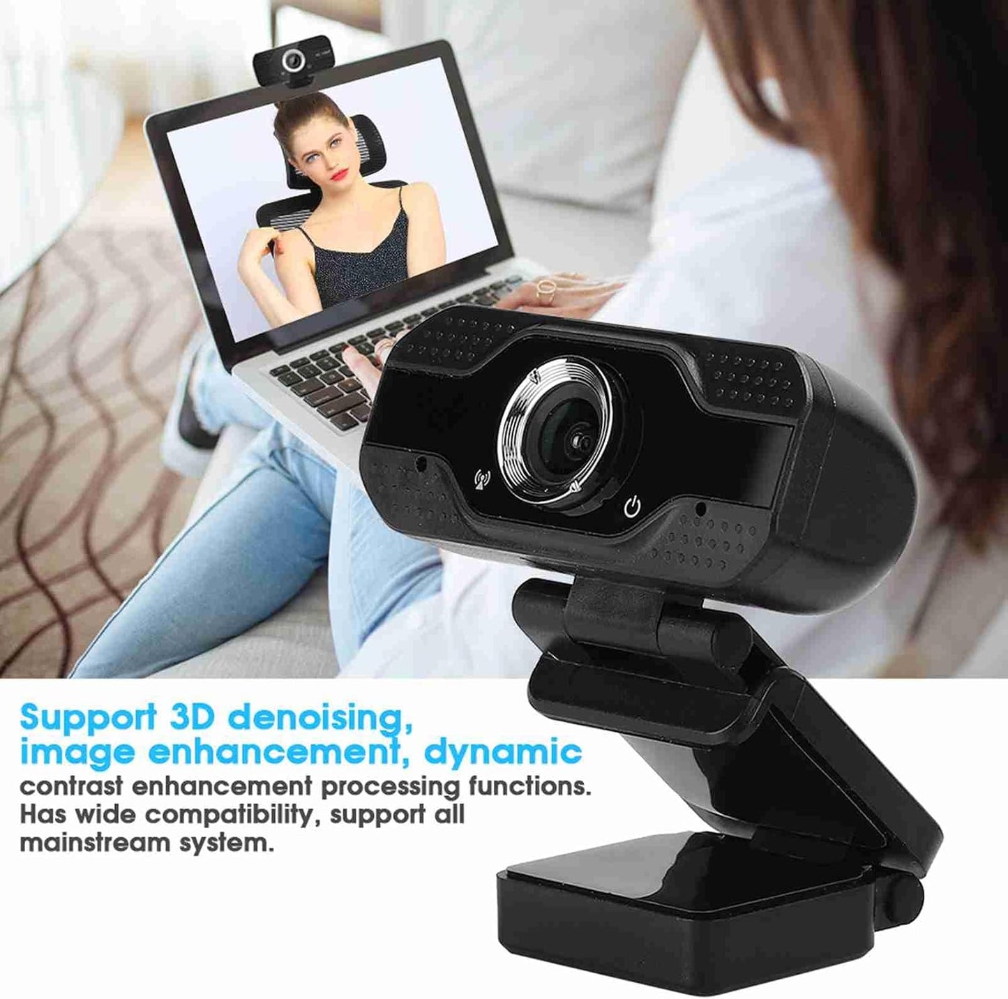 WAONIQ 1080P Web Camera for Desktop Computer, Webcam with Microphone, USB Interface, Plug and Play, USB Camera
