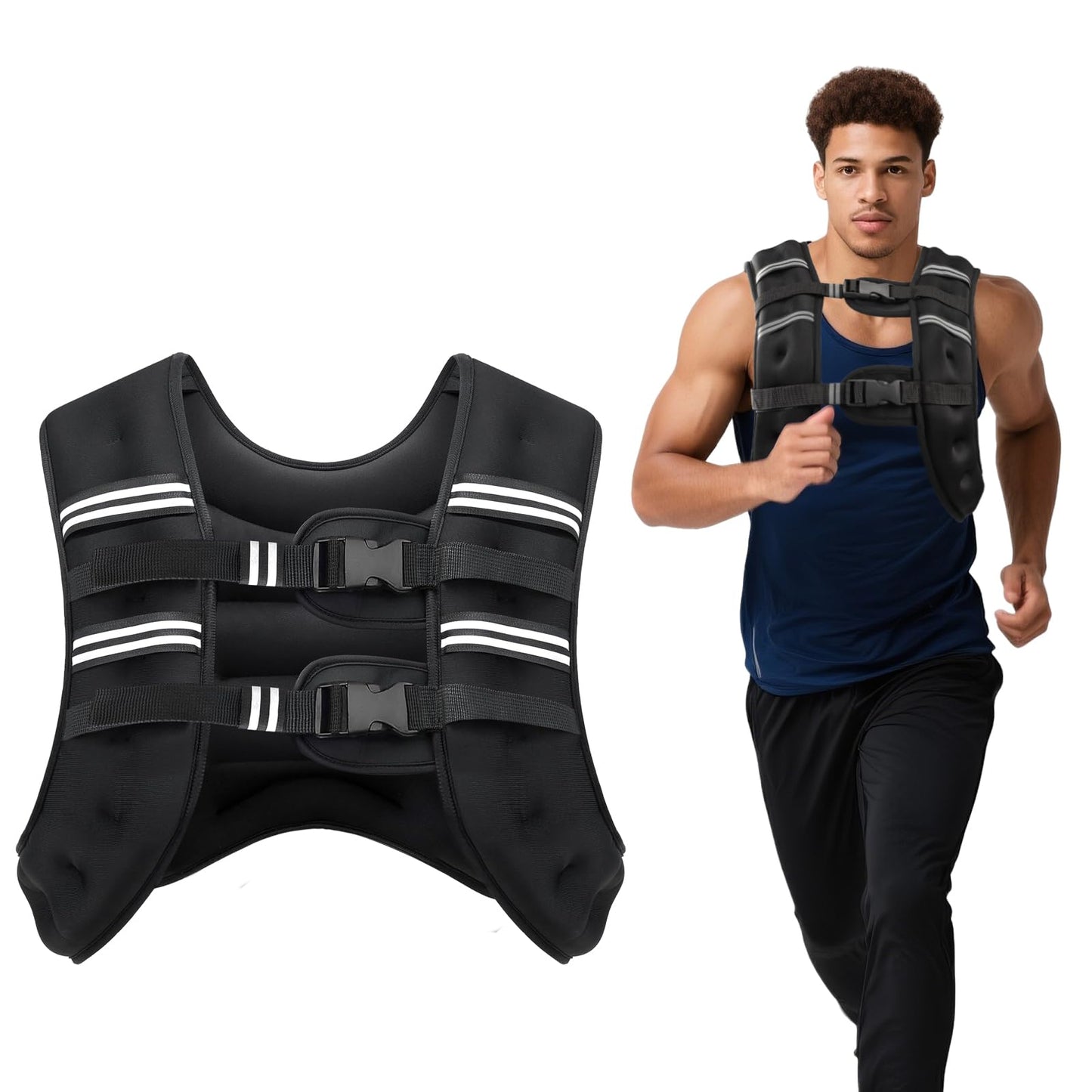 Ragebby Weighted Vest, 8lb for Men, Women with Reflective Stripe, Weight Vests Adjustable for Workout, Strength Training, Running, Fitness, Muscle Building, Weight Loss