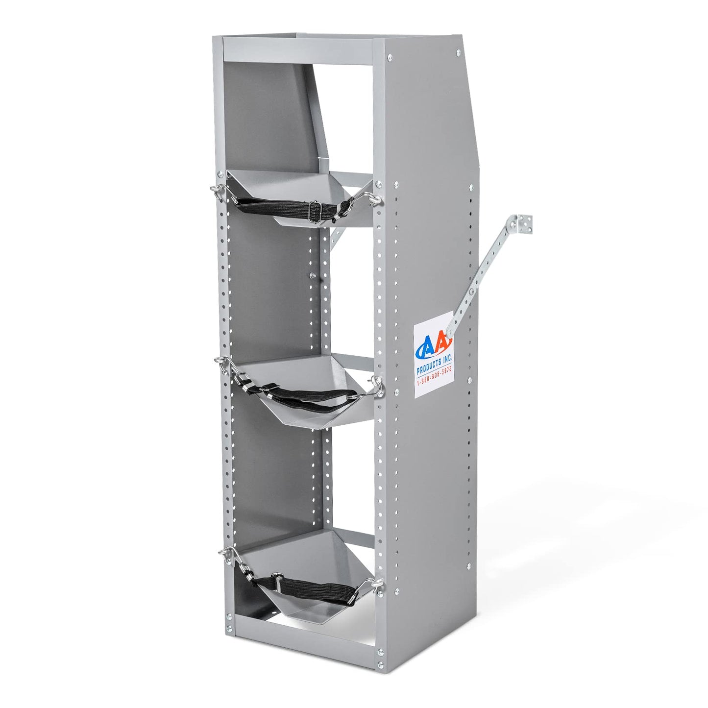 AA Products Inc. TR-3-46 Refrigerant Tank Rack Steel Freon Tank Holder Rack Shelving Storage with Top Shelf for Cargo Van, 46" H x 14.7" W x 13" D