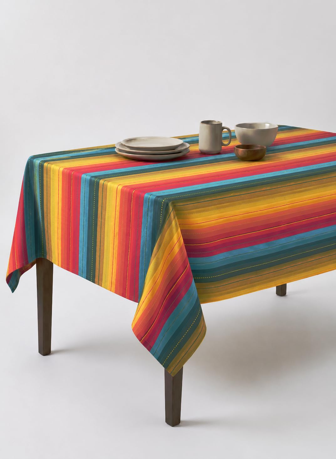 Urban Villa Table Cloth Kitchen Dining Tabletop Cover 100% Cotton 60x84 Inches Rectangle Tablecloth Washable Reusable Ideal for Hotel Restaurant Farmhouse Wedding Holiday Dinner Parties - Red Multi