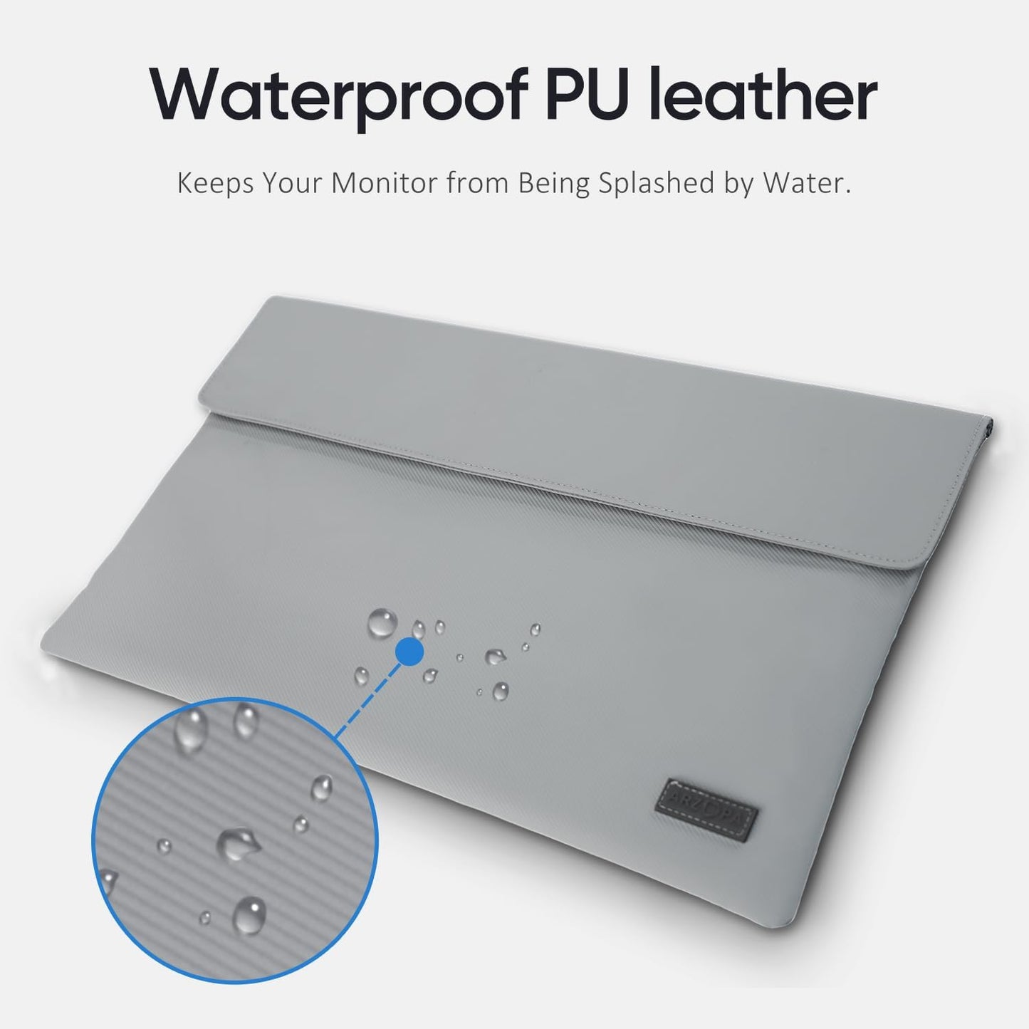 ARZOPA 17.3" Portable Monitor Sleeve - PU Leather Travel Case (Grey)