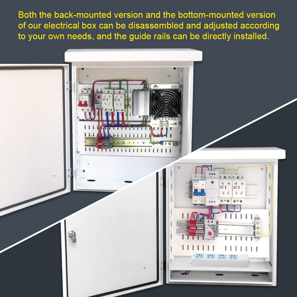 304 Stainless Steel Electrical Box Enclosure 20 x 16 x 8'' IP66 Outdoor Electrical Box Waterproof Electrical Box Suitable for Indoor and Outdoor use, Wall-Mounted/Telephone Pole