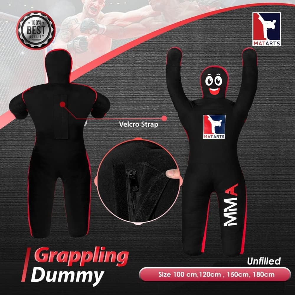 MatArts MMA Grappling Punching Dummy for Kids Combat Sports BJJ jiu Jitsu Judo Karate Taekwondo Wrestling Buddies Tackling and Boxing Dummies (47" / 4 Feet) - UNFILLED