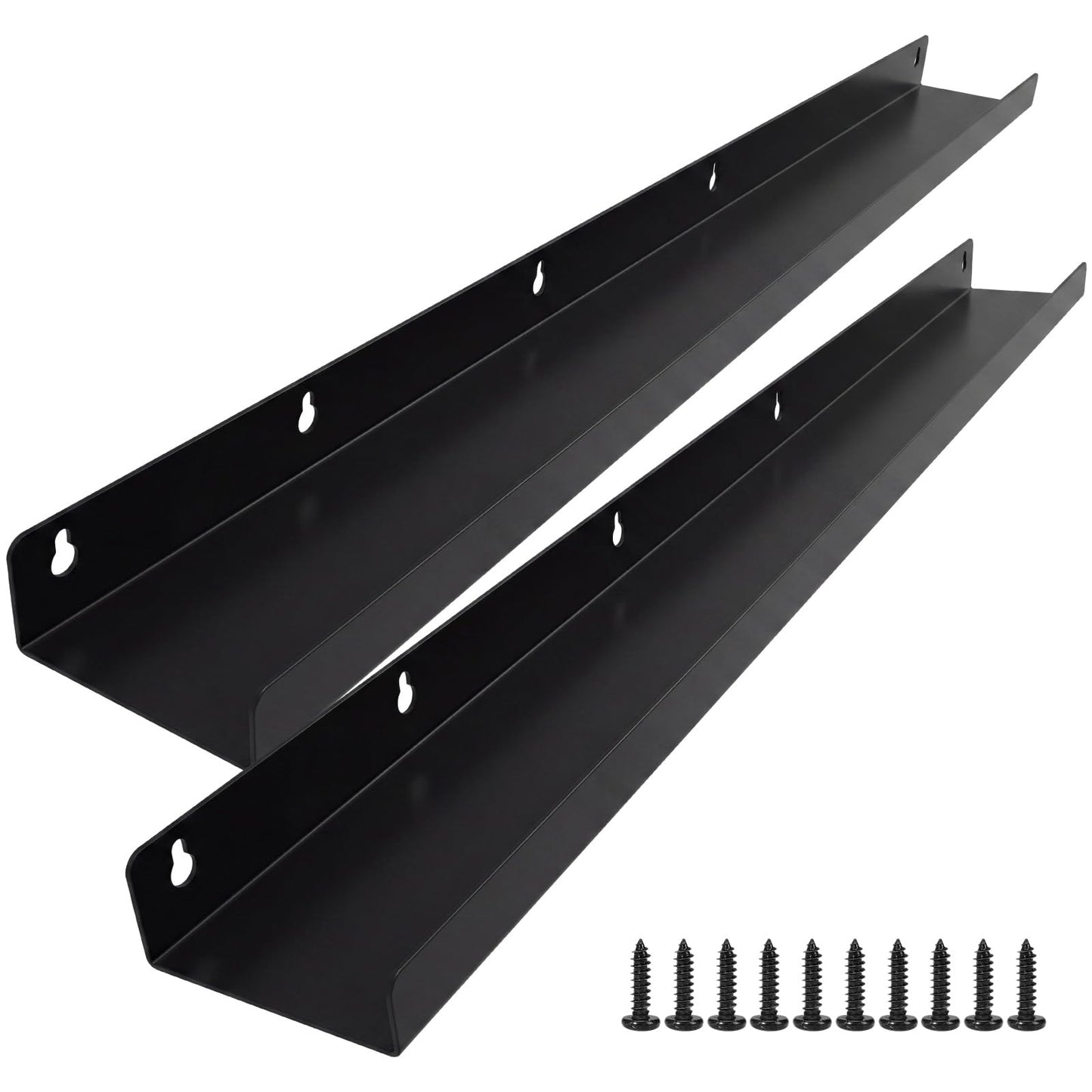 Moxweyeni 2 Pack Metal Floating Shelves for Wall 48 Inch, Heavy Duty Steel Storage Shelves Black Metal Wall Mounted Modern Rustic Farmhouse Decor for Kitchen Bathroom Bedroom Garage