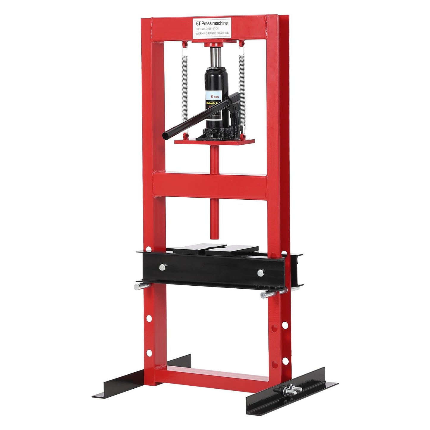 6-Ton H-Frame Hydraulic Press with Adjustable Table & 2 Press Plates, Heavy-Duty Shop Press for u-Joints, Metal Bending, and Garage Repairs