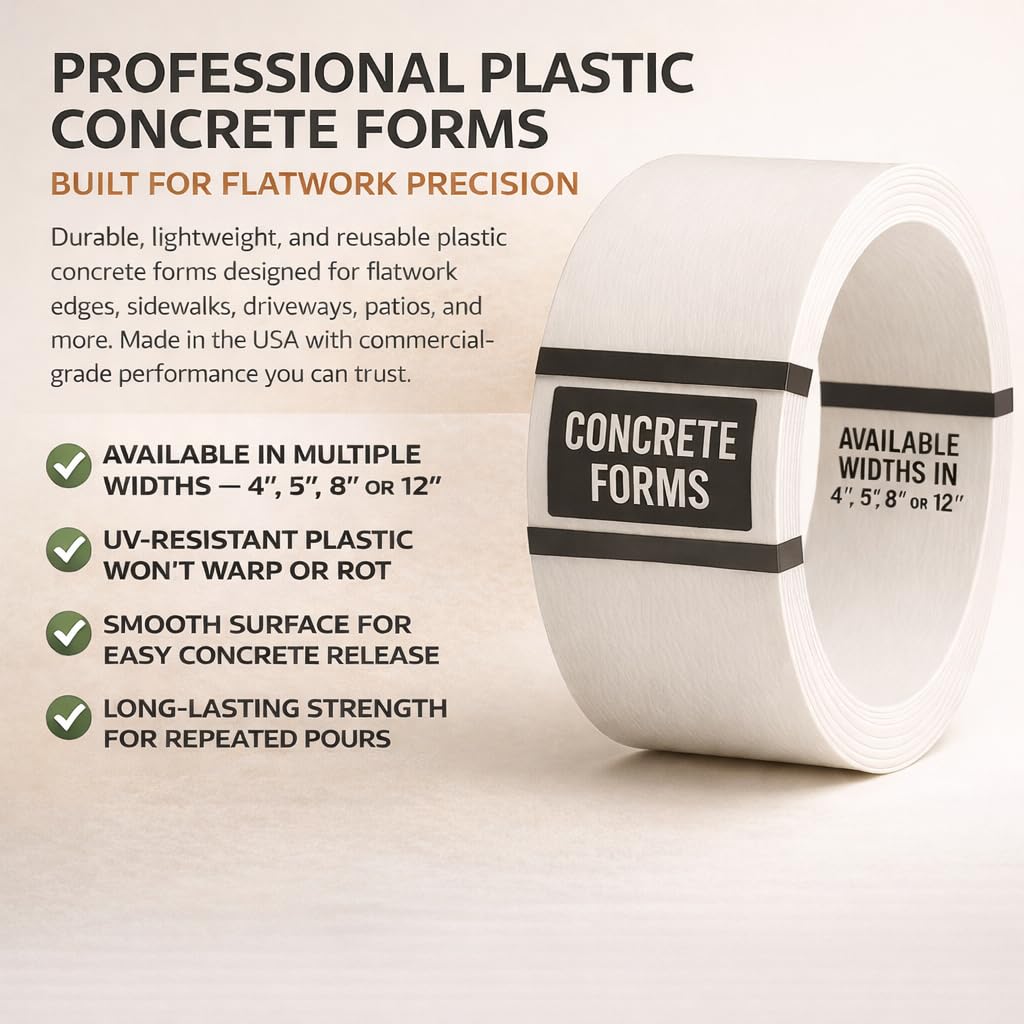 Plastic Flex Forms for Concrete Flatwork & Curbs Set (10 5" x 8' Pieces, 5" x 80' Total) Walttools
