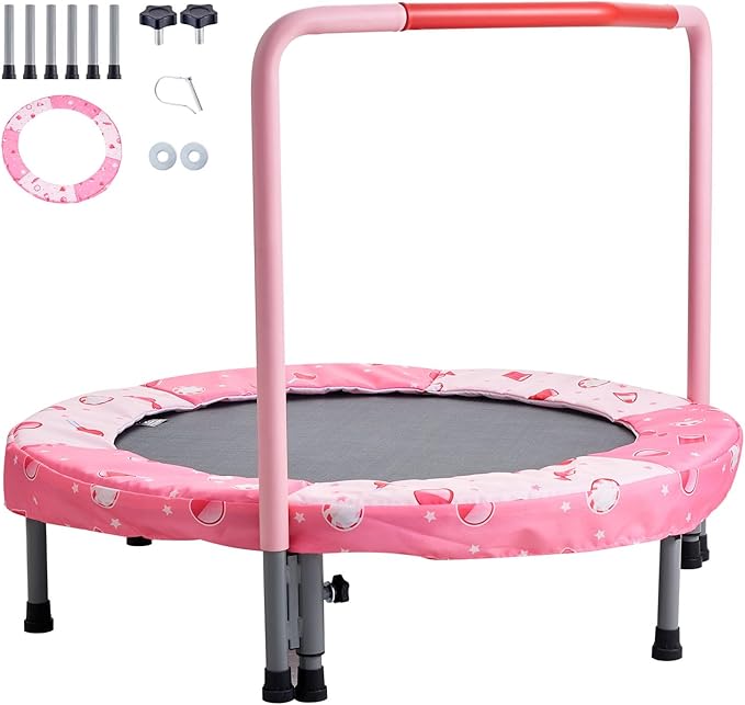 VEVOR 3FT Trampoline 36" Indoor/Outdoor for Toddlers, Foldable Mini Baby With Foam Handle, Recreational Birthday Gift