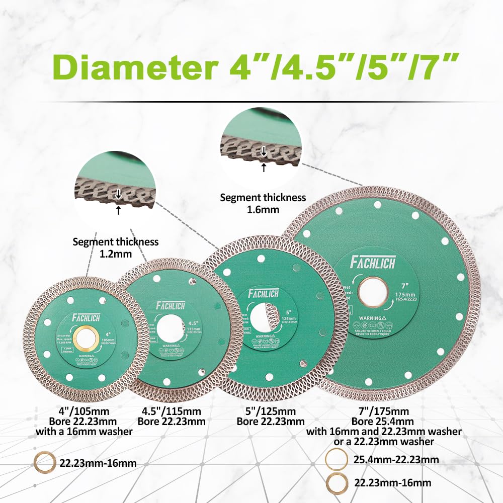 Tile Hole Saw Kit Diamond - (6/8/10/25/35/50/75/127mm Drill Bits+Finger Bit+Chamfer Bit+Adapter+Tile Blade) Diamond Hole Saw Kit for Porcelain Ceramic Marble Brick Granite,5/8"-11 Thread