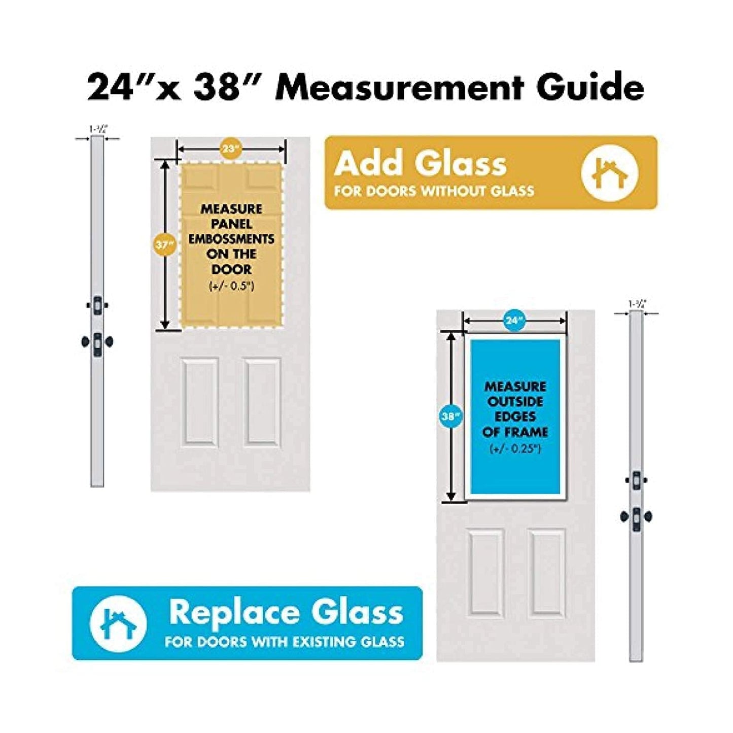 ODL Exterior Front Door Glass Replacement – Home Improvement - Entry Door Inserts Glass Kit with Low-E Double Pane Tempered Clear Glass - 4 Light Grid - 24" x 38"