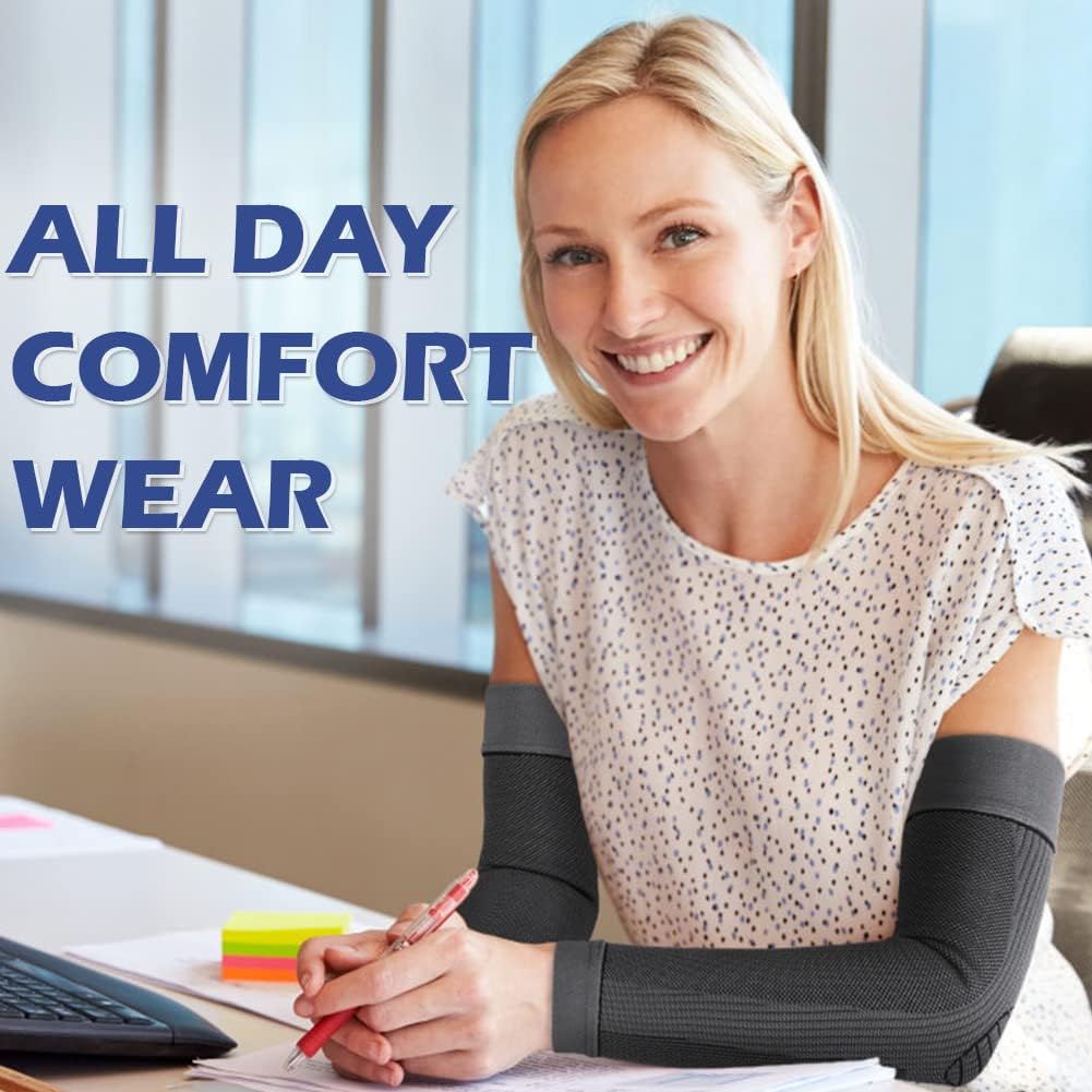 beister Sports Compression Arm Sleeves for Men & Women (Pair), Full Arm Supports Protection, Non-Slip Breathable Arm & Elbow Braces for Arthritis, Lymphedema, Bursitis, Workout
