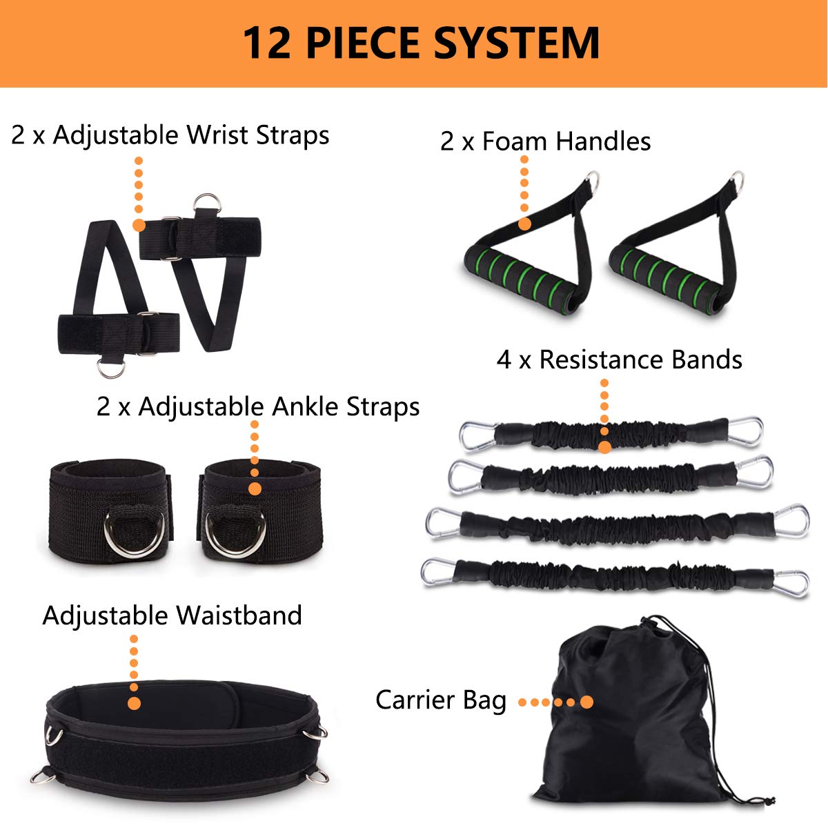 Boxing Resistance Bands MMA Boxing Training Equipment Gear with Handles/Ankle Cuff/Belt for Men,Shadow Boxing Accessories for Kicks Full Body Fitness Exercise Workout to Enhance (12pcs-200LB)