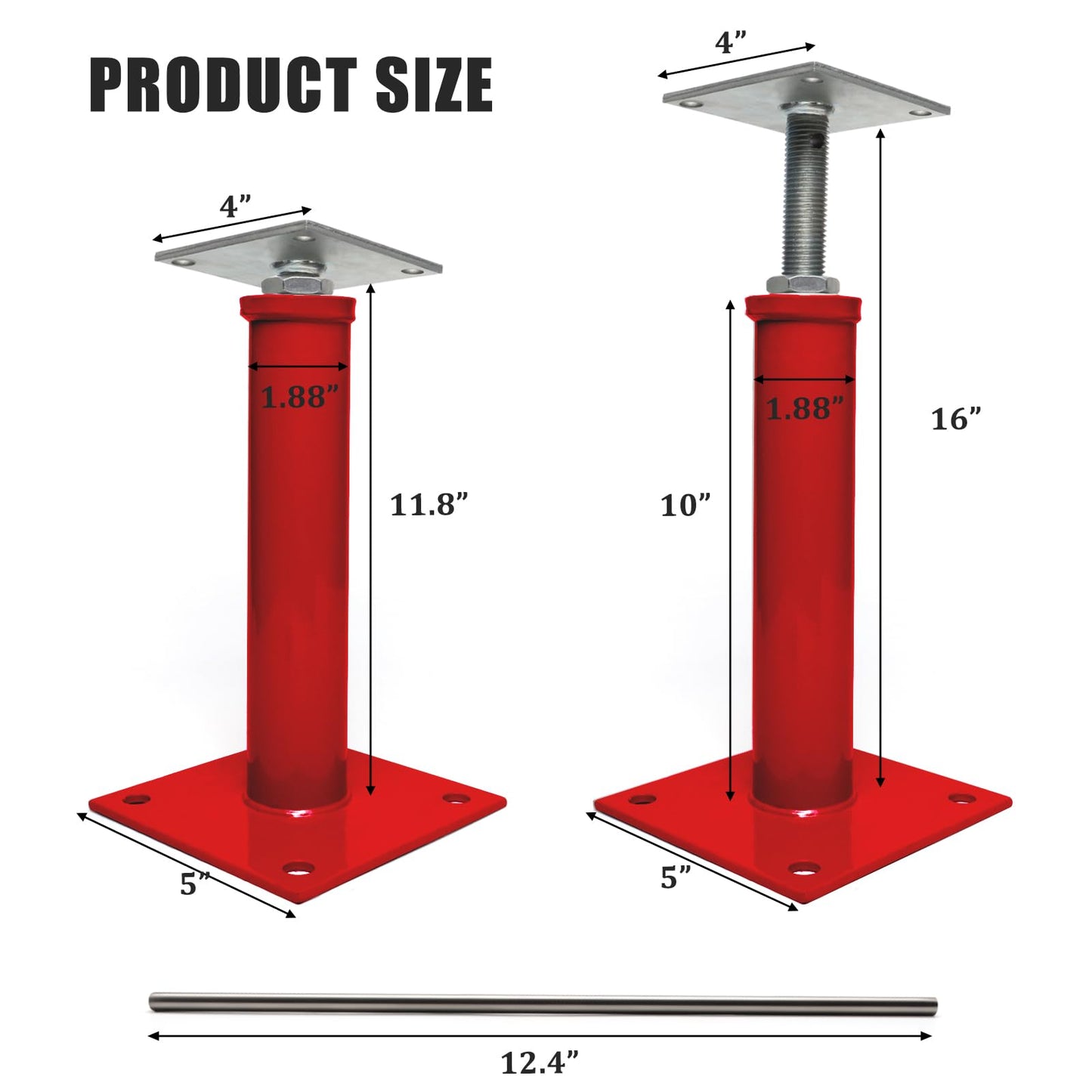 OPERMAXER House Jacks for Leveling Crawlspace, 11" -16" Height Range，9920 lbs to 6860 lbs Height Capacity (Each)，Floor Jacks Joist Beam Brace for Cellar Ceiling - Screw Pole Jack, 2 Pack